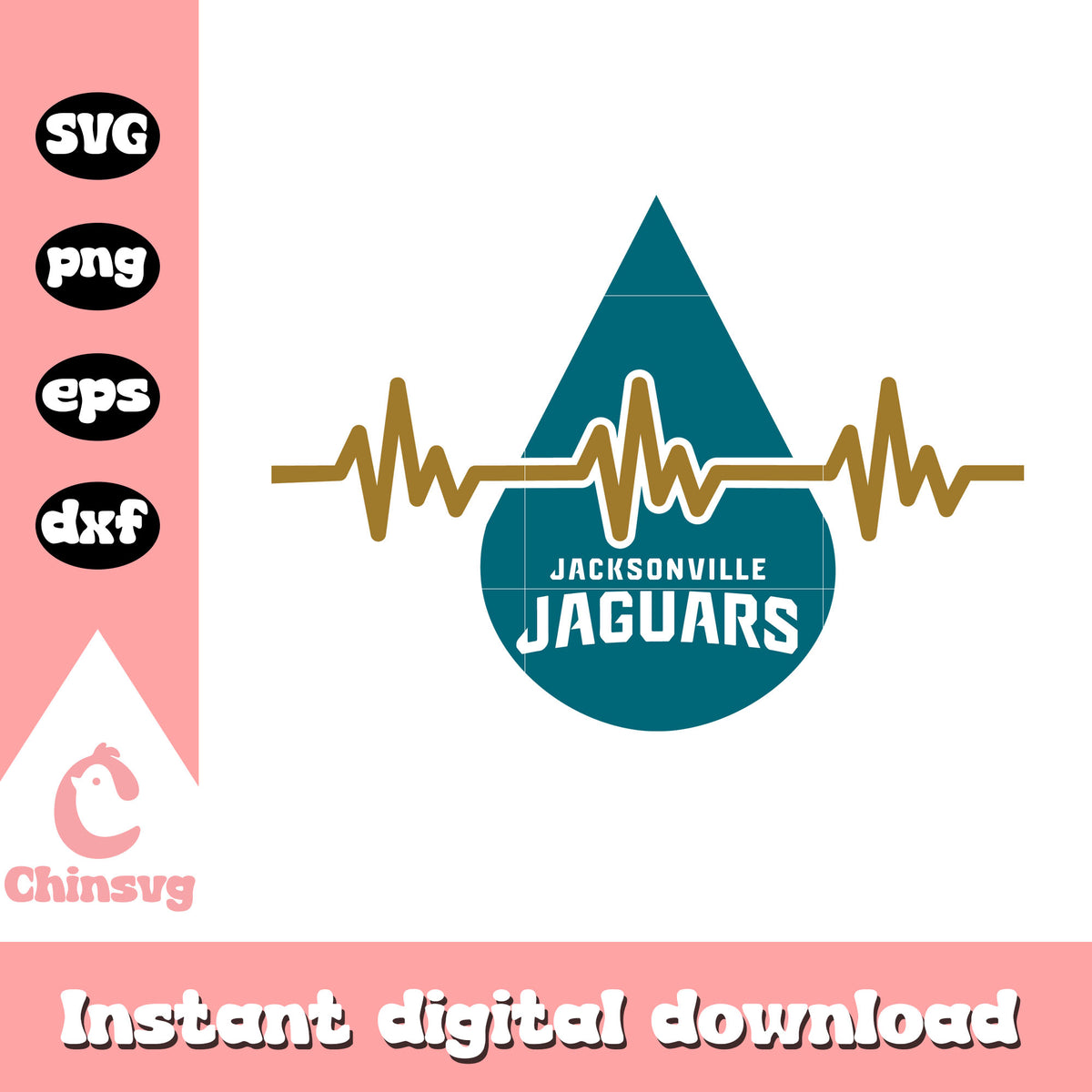 Jacksonville jaguars heartbeat blood svg, jacksonville jaguars new logo svg
