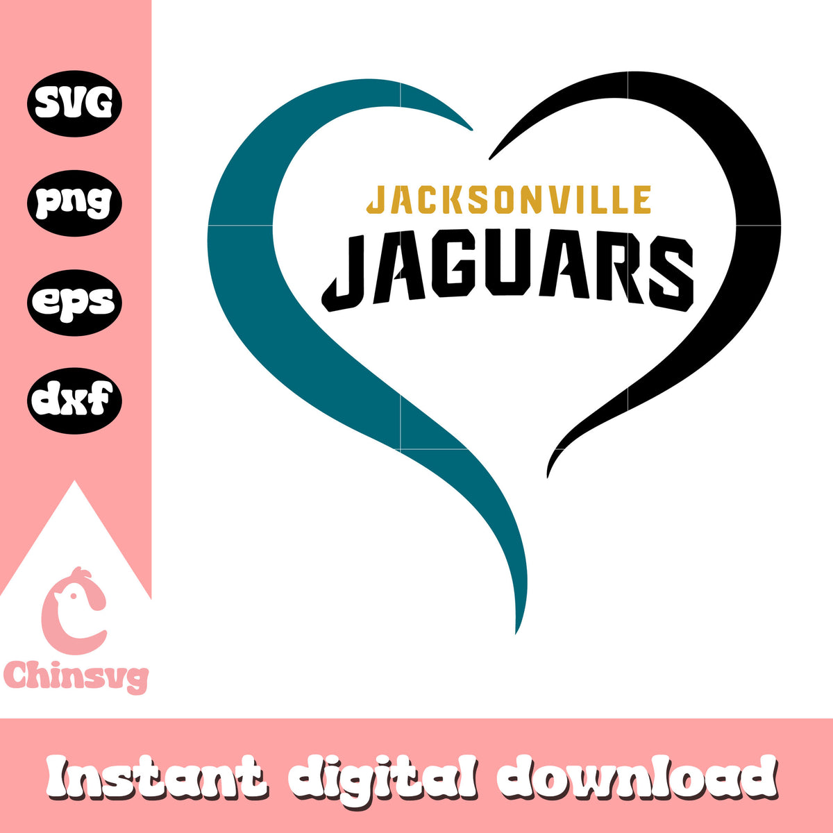 Jacksonville jaguars in heart font svg, jaguars logo svg