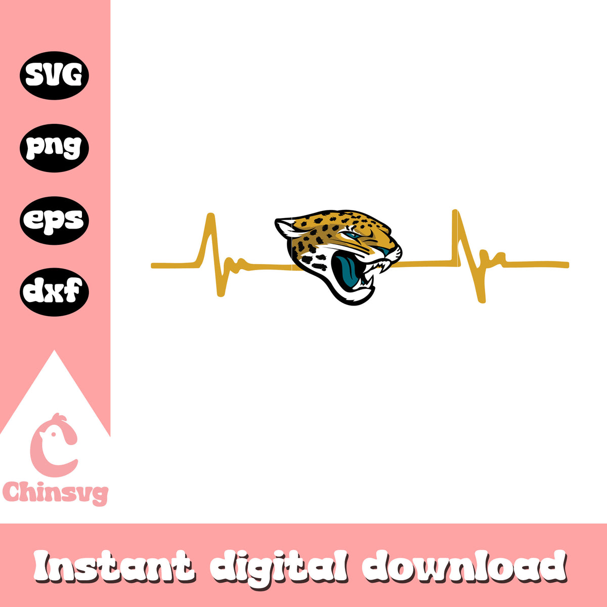 Jacksonville jaguars nfl heartbeat head logo svg, jacksonville jaguara svg