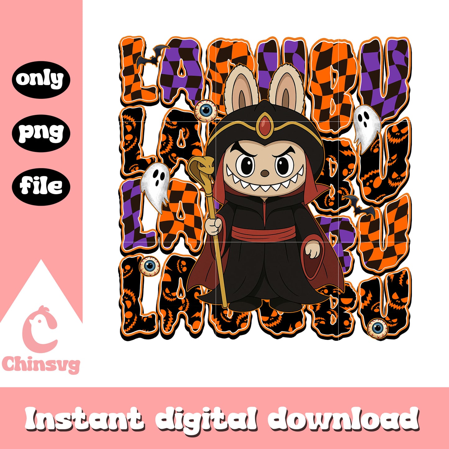 Jafar labubu doll design png, aladdin character png, halloween png