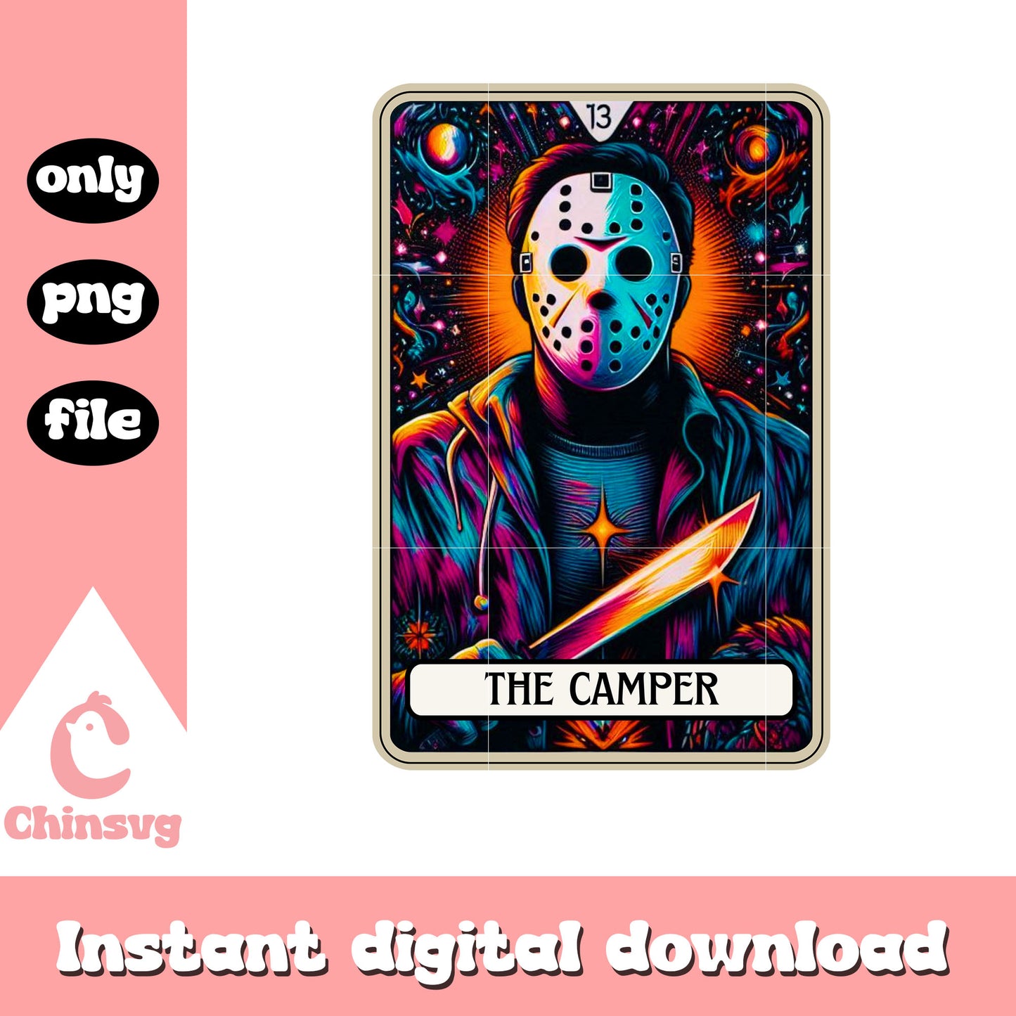 Jaon voorhees the camper tarot card png, the camper png