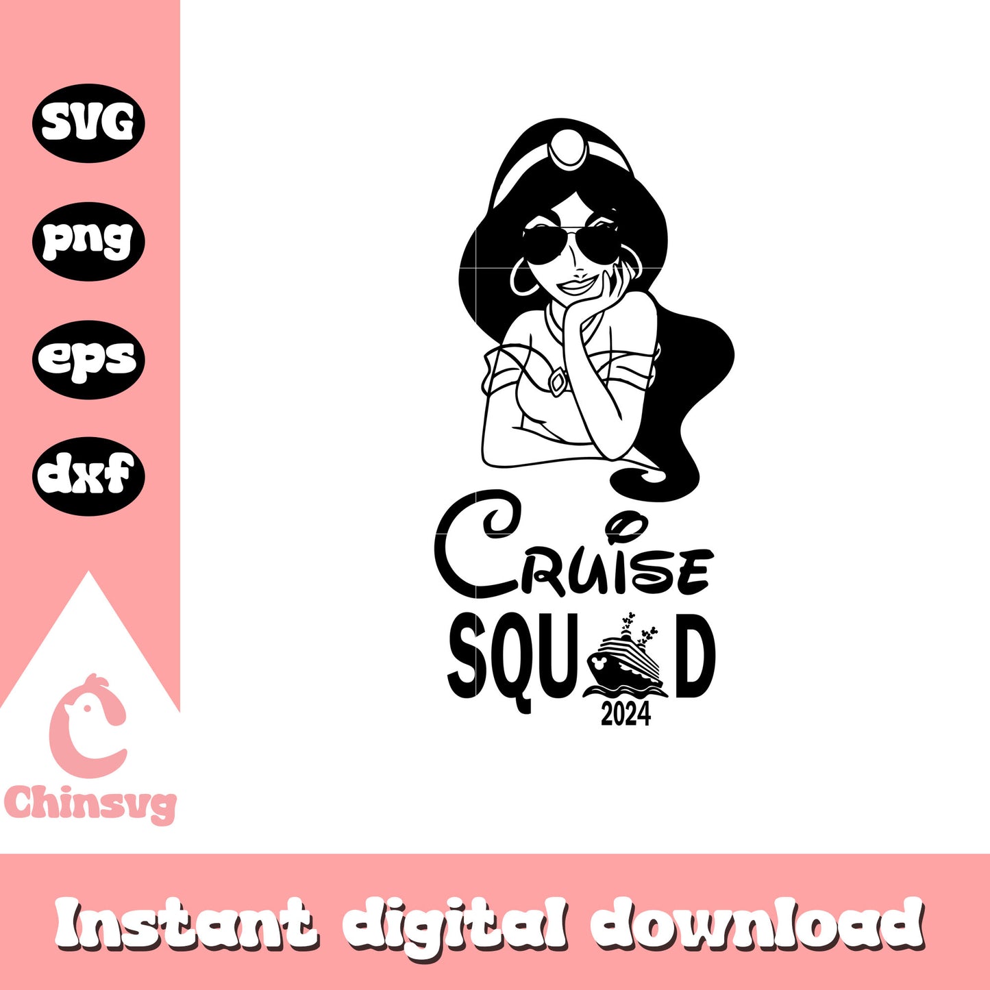 Jasmine princess cruise squad 2024 svg, disney cruise svg