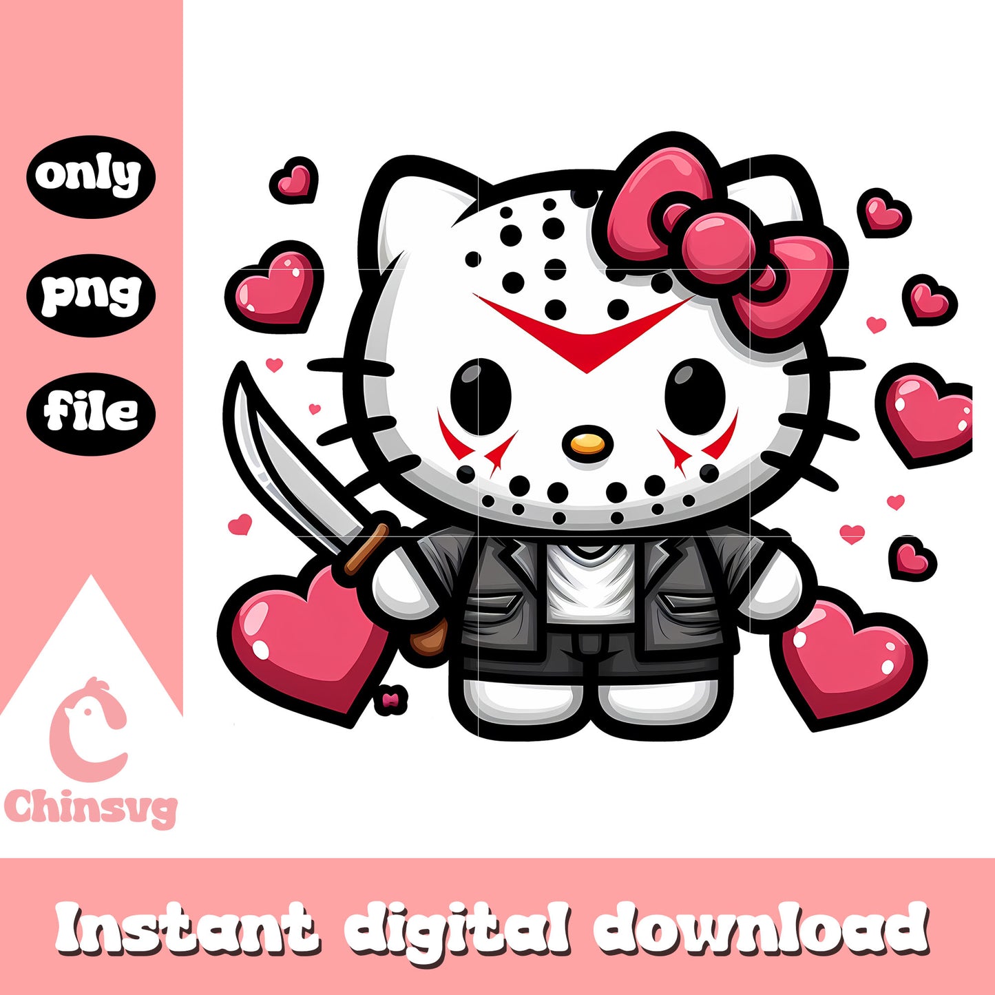 Jason Voorhees hello kitty character png, horror movies png