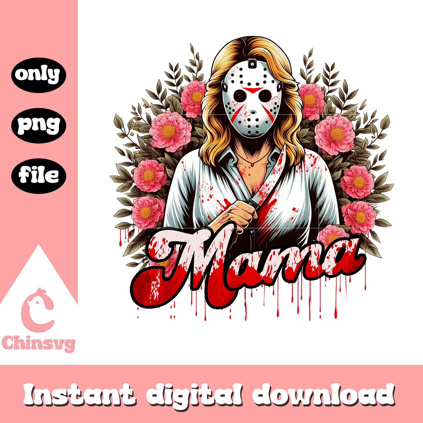 Jason Voorhees mama flower png, horror movies png, mom png