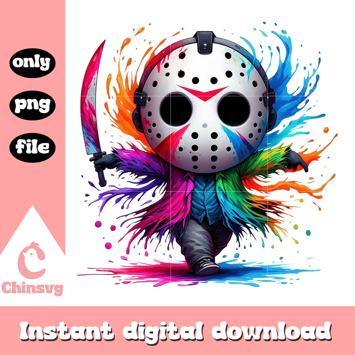 Jason voorhees chibi colorful design png, friday the 13th png