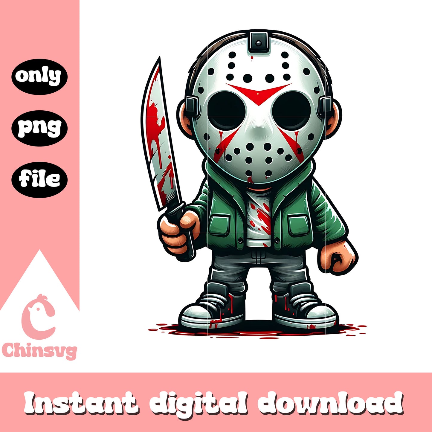 Jason voorhees chibi design png, horror movies png, halloween png
