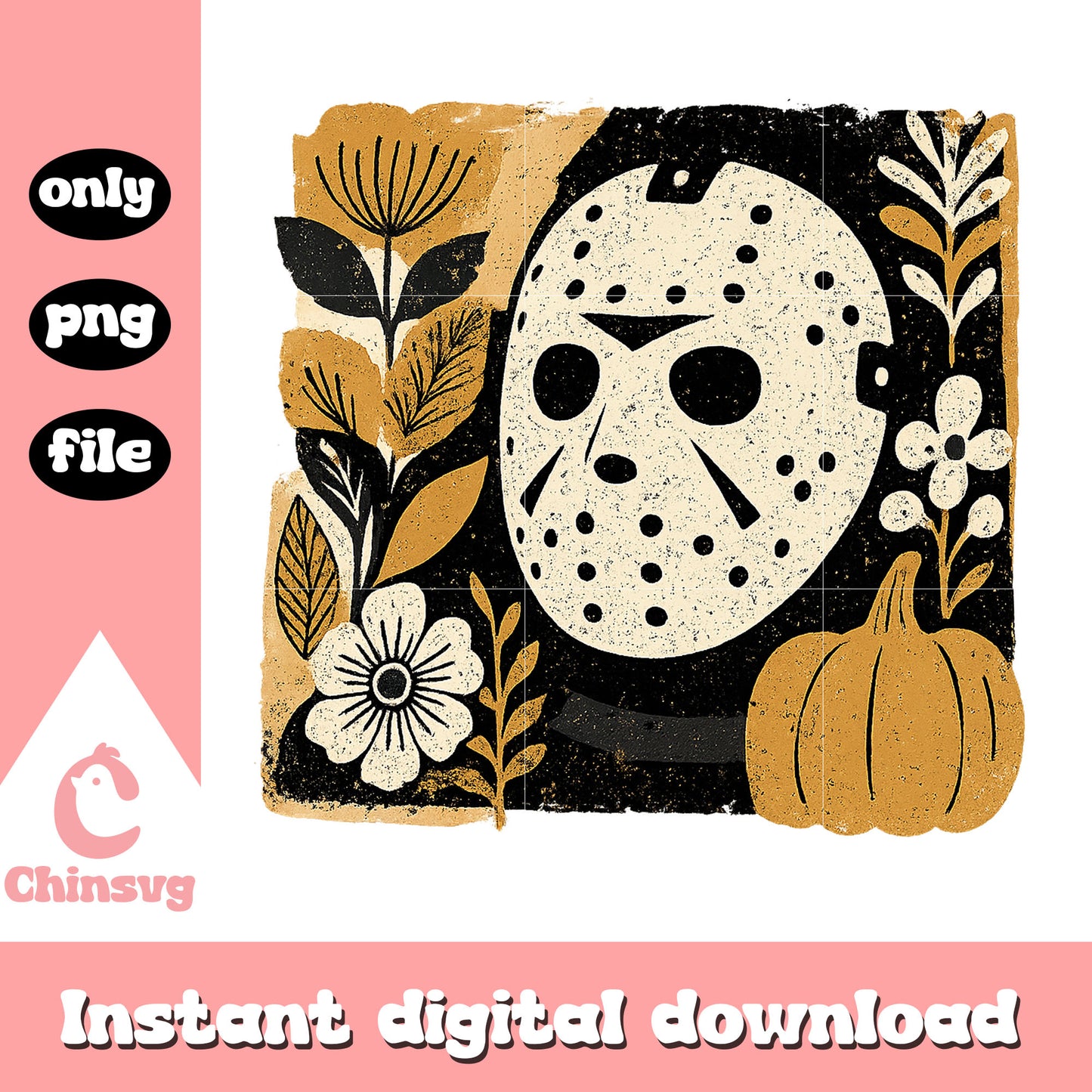 Jason voorhees floral portrait clipart png, jason voorhees movies png