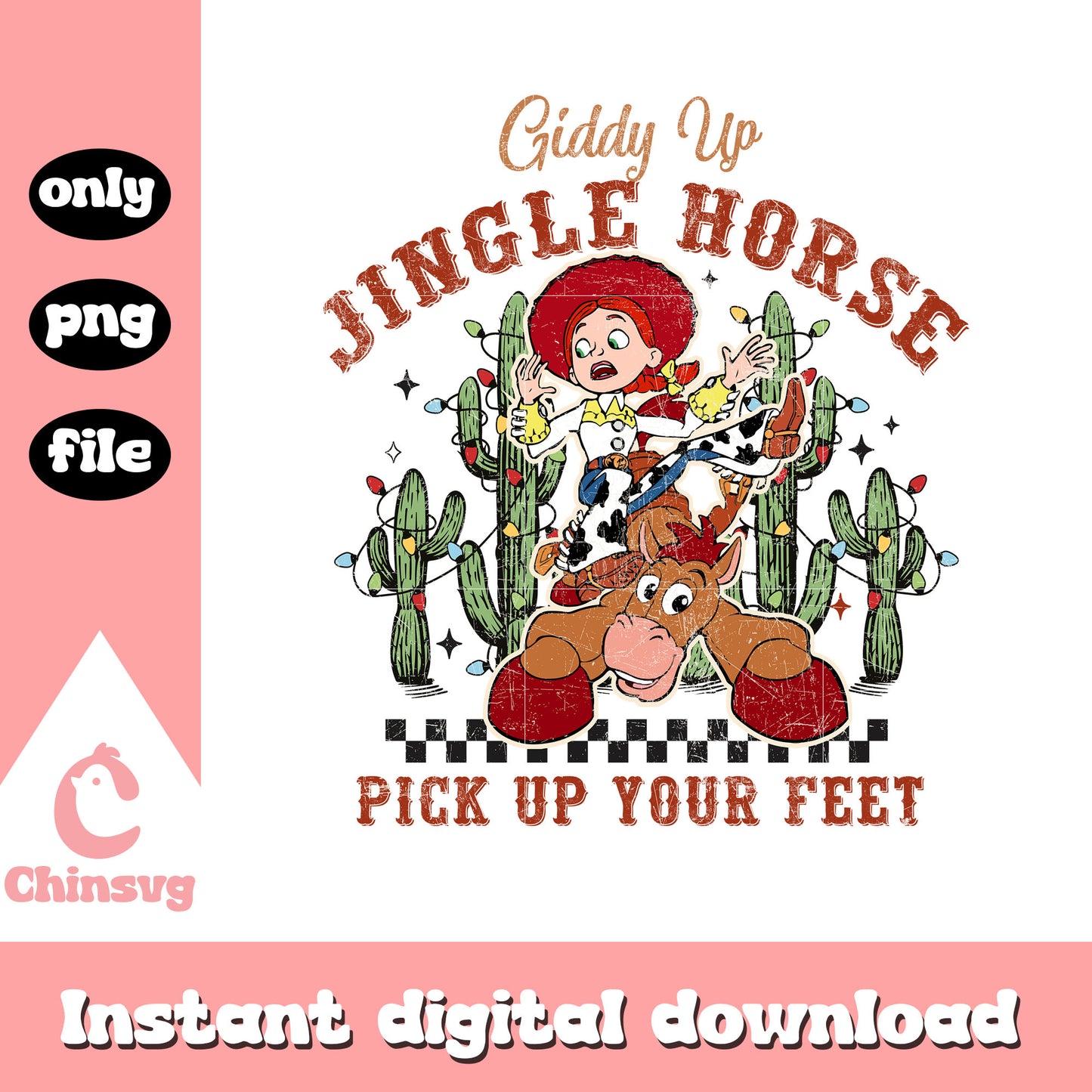 Jessie giddy up jingle horses light christmast png, jessie christmas png