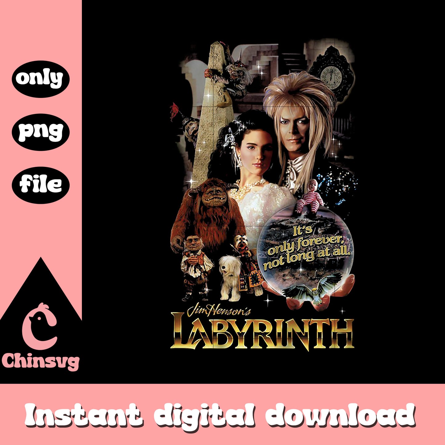 Jim nenson's labyrhinth 2 poster png, poster film png, 80s movies png