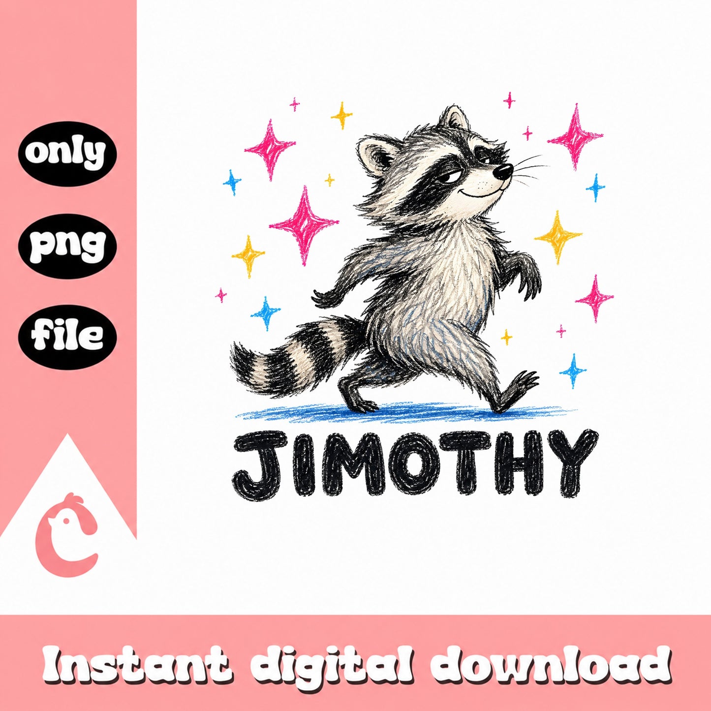 Jimothy Raccoon PNG, Cute Raccoon Clipart, Instant Download PNG