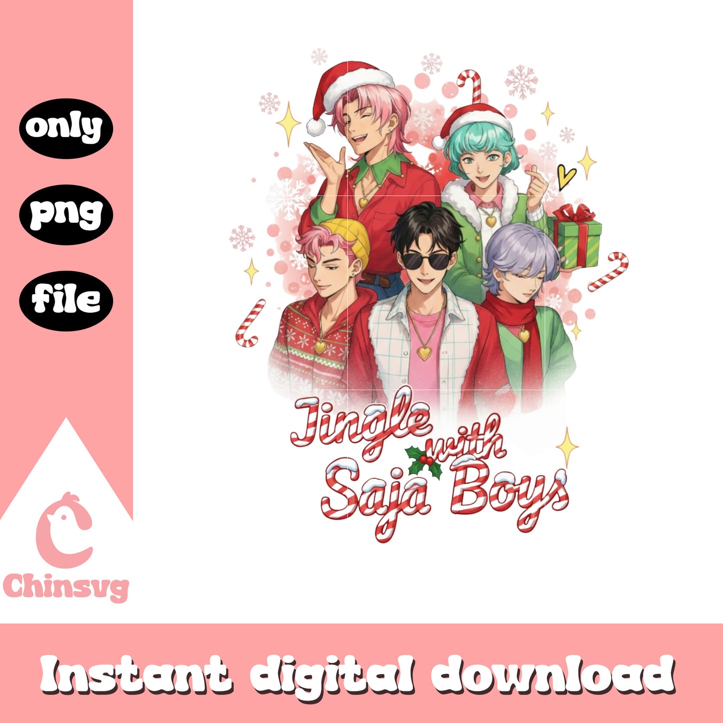 Jingle with saja boys christmas day png, spirit christmas png