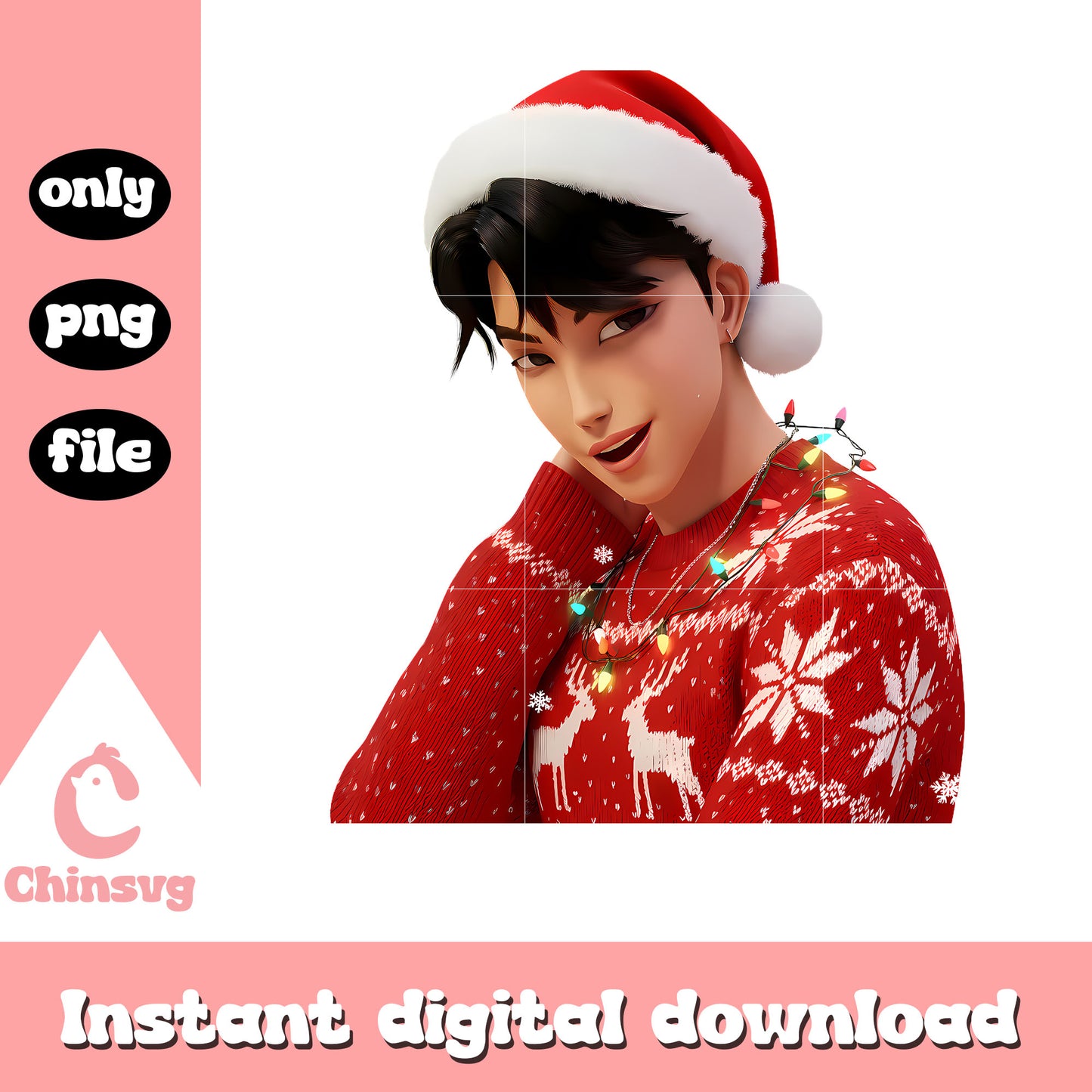 Jinu saja boys christmas outfit png, ugly christmas sweater png