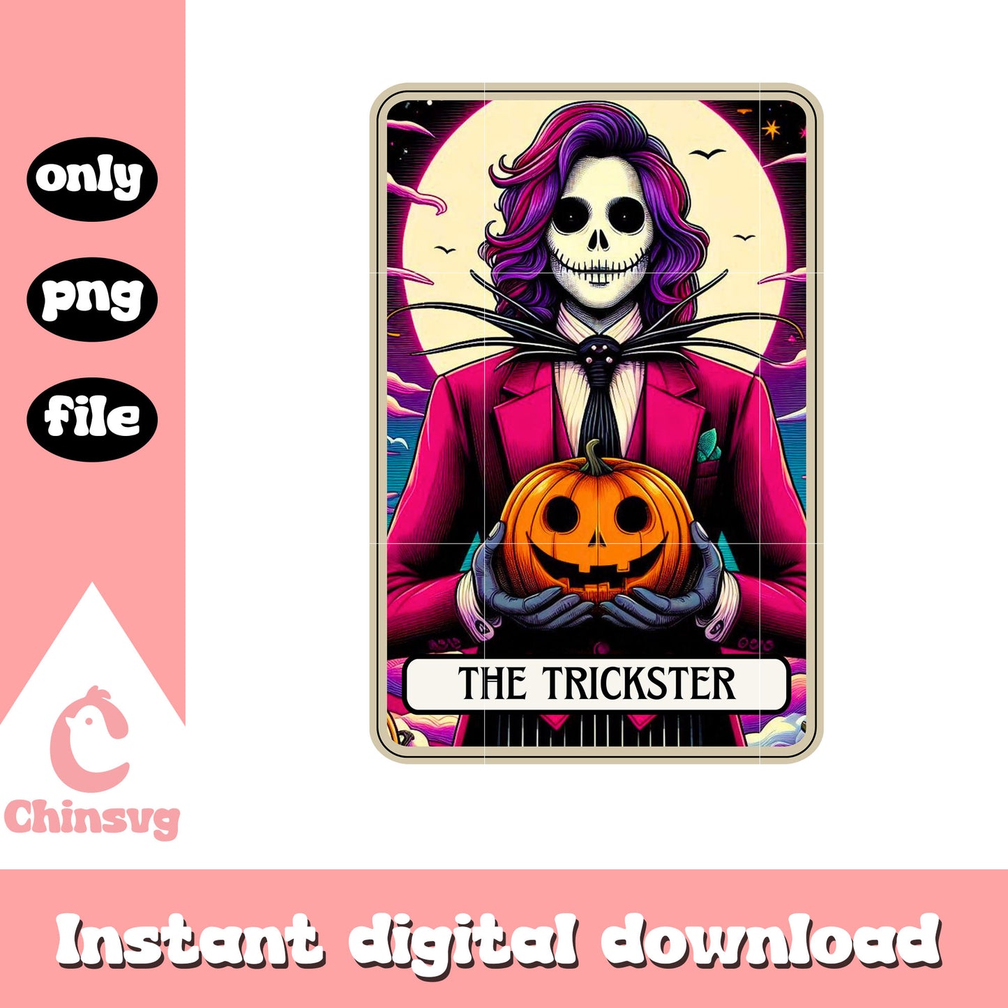Jocker and halloween pumpkin png, tarot card png