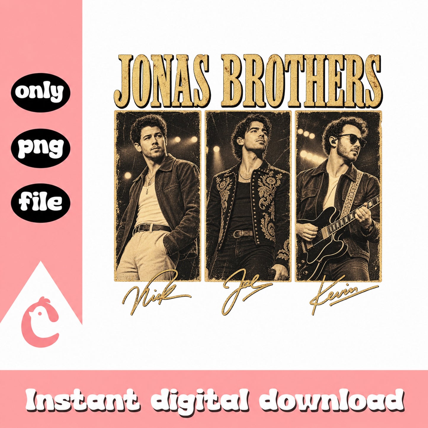Jonas Brothers PNG Bundle, Music Band Clipart, Instant Download PNG