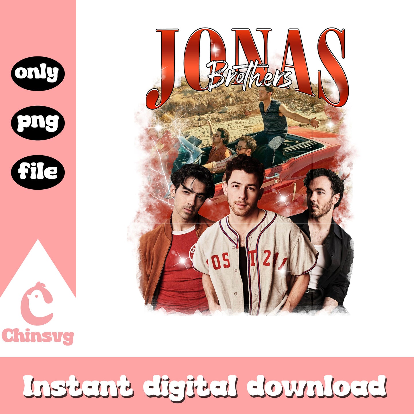 Jonas brothers band retro png, jonas brothers tour 2025 png