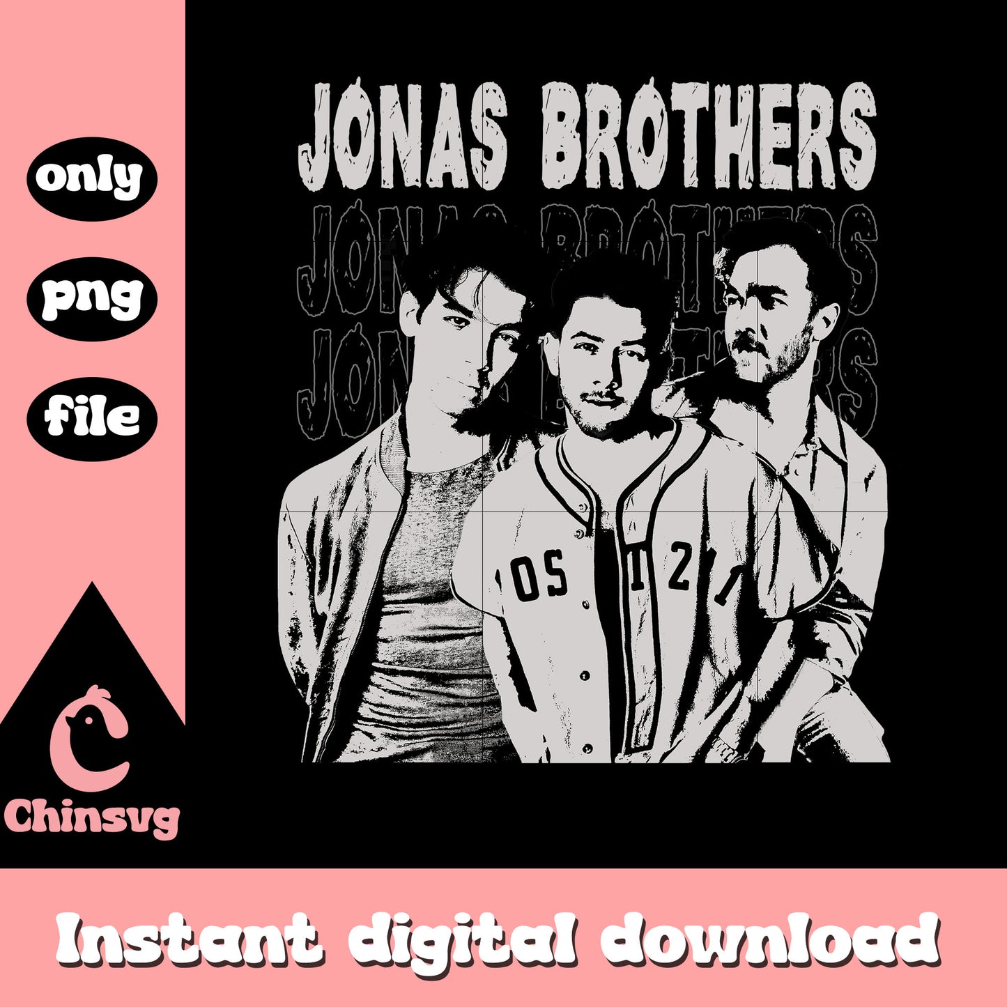 Jonas brothers black white retro png, jonas brothers band png