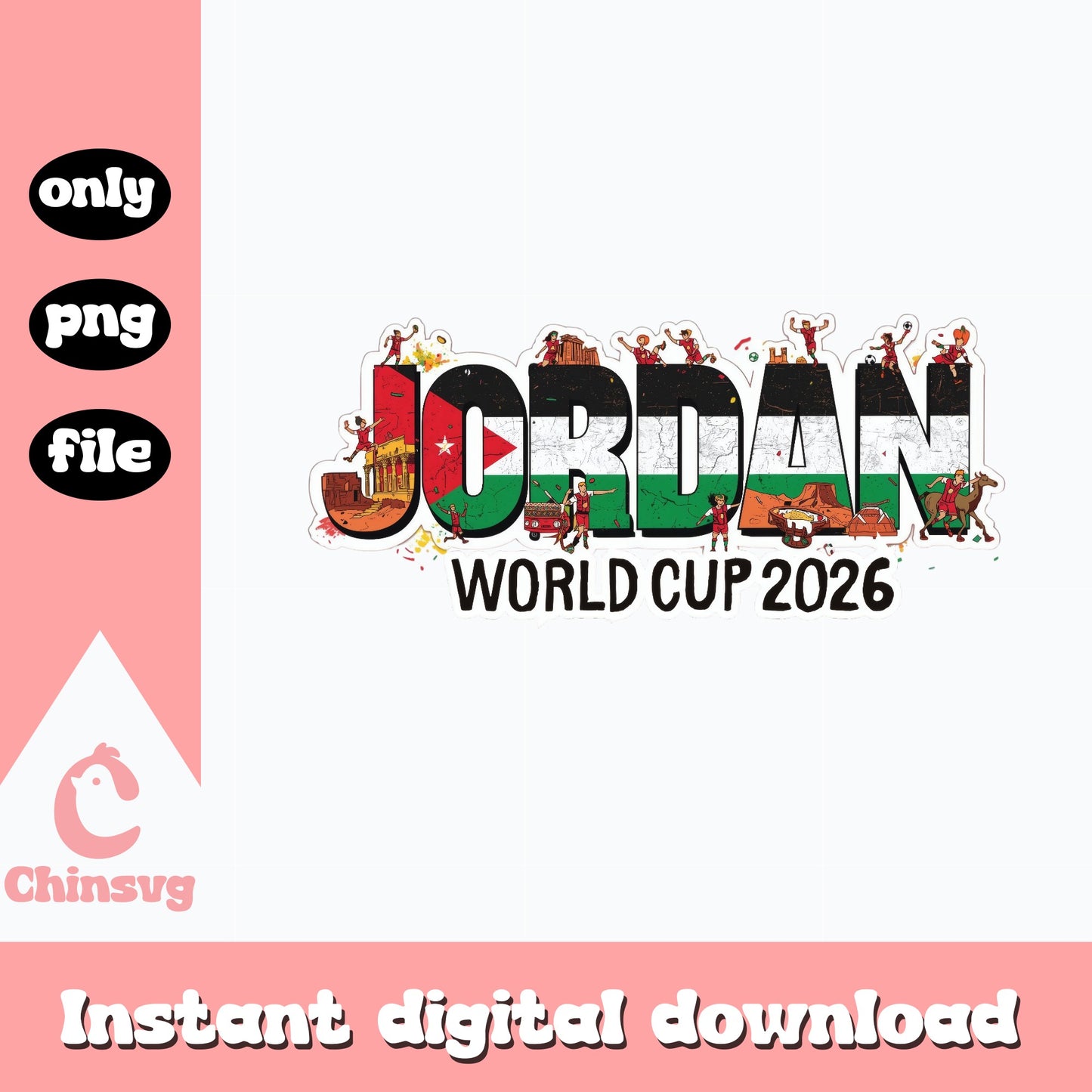 Jordan World Cup 2026 PNG, Jordan Flag Soccer PNG, Football PNG