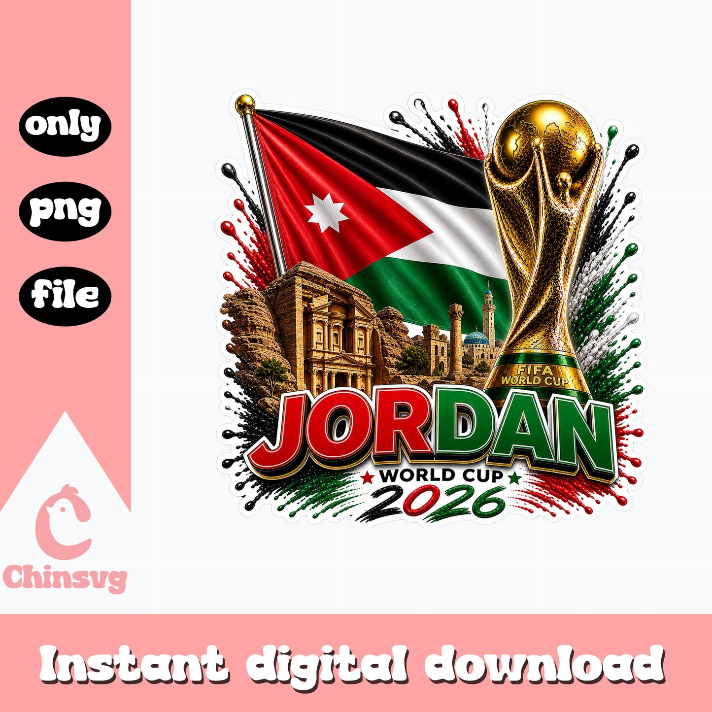 Jordan World Cup 2026 PNG, Jordan Soccer Flag PNG, FIFA PNG