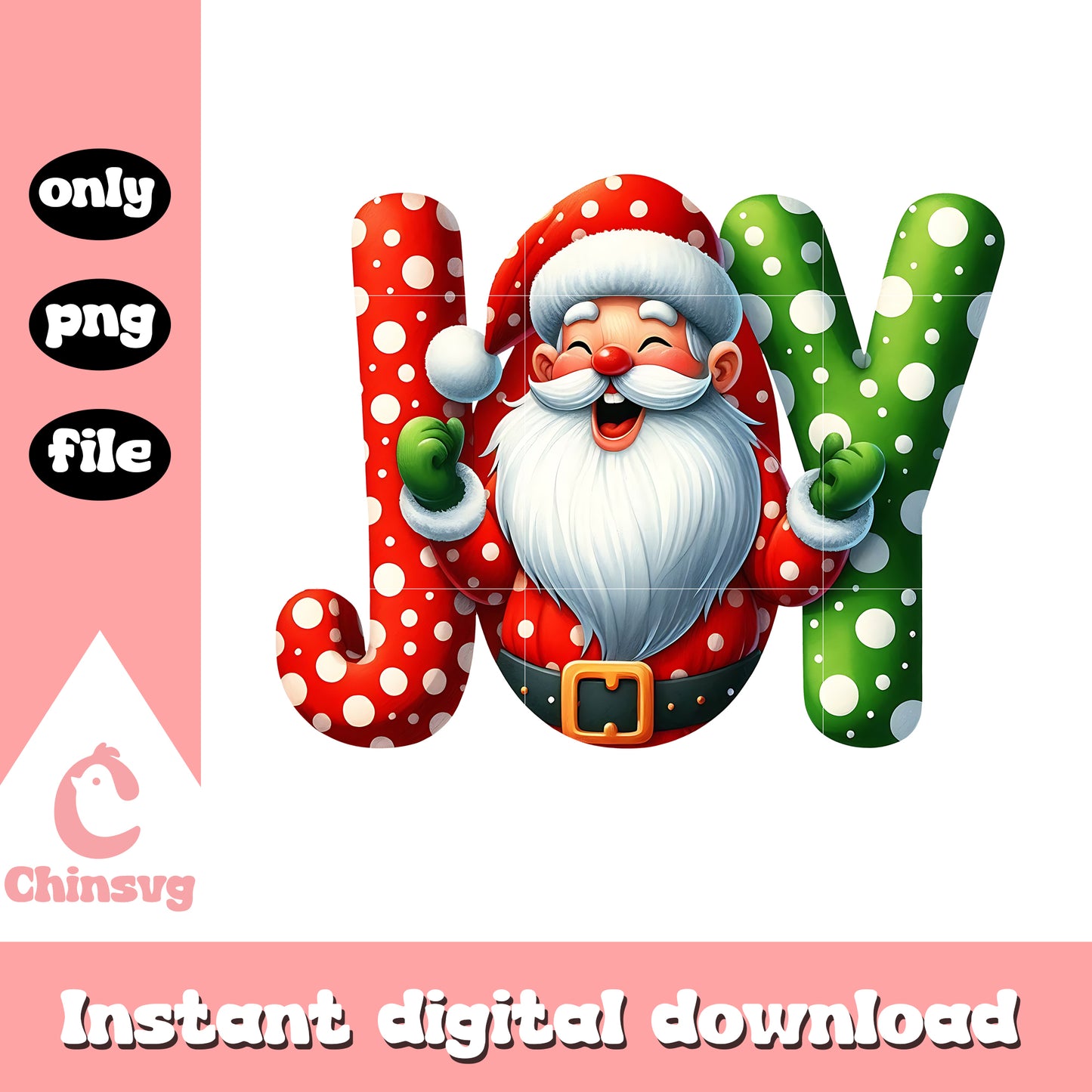 Joy santa claus christmas design png, the santa clause png