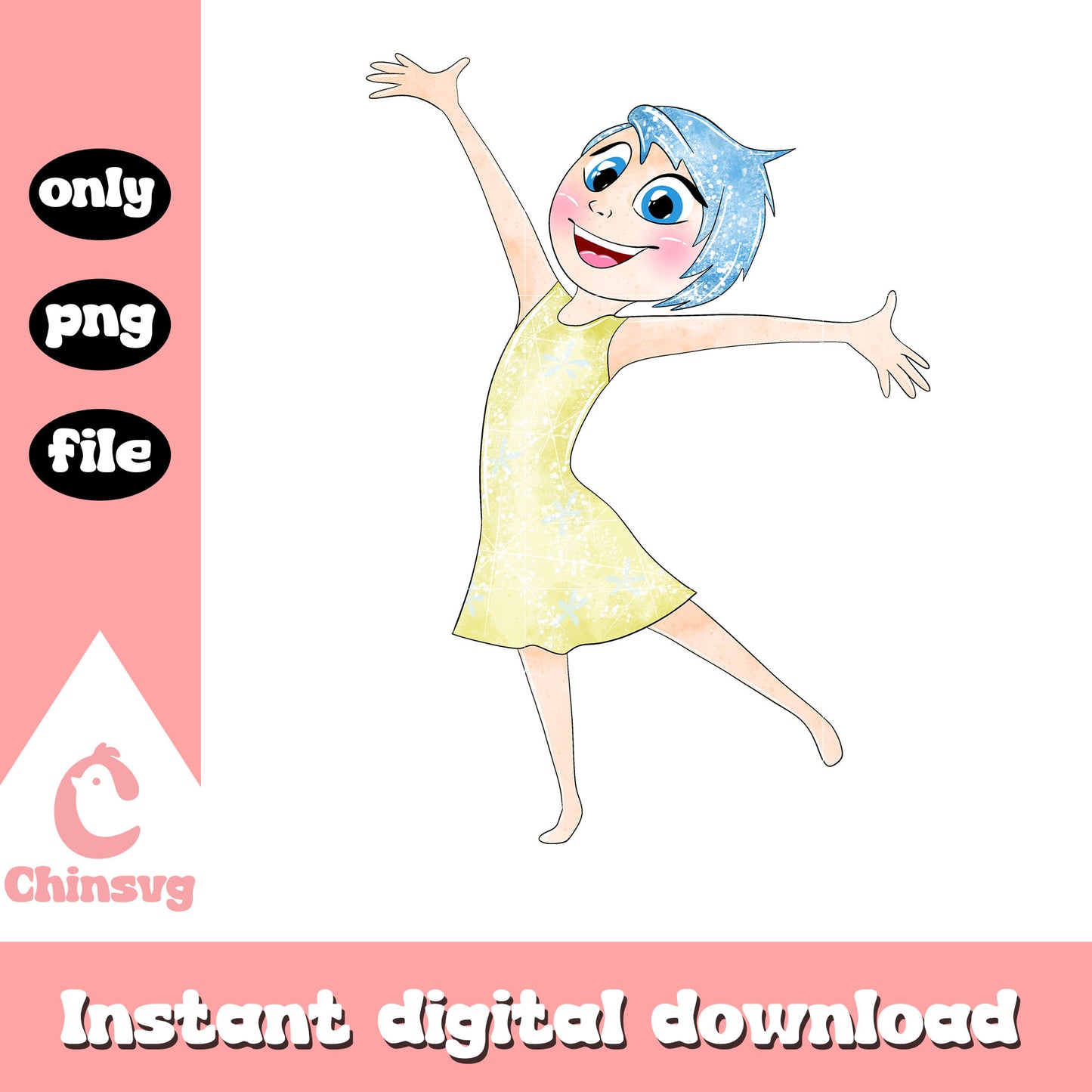 Joy dancing inside out design png, joy inside out costume png