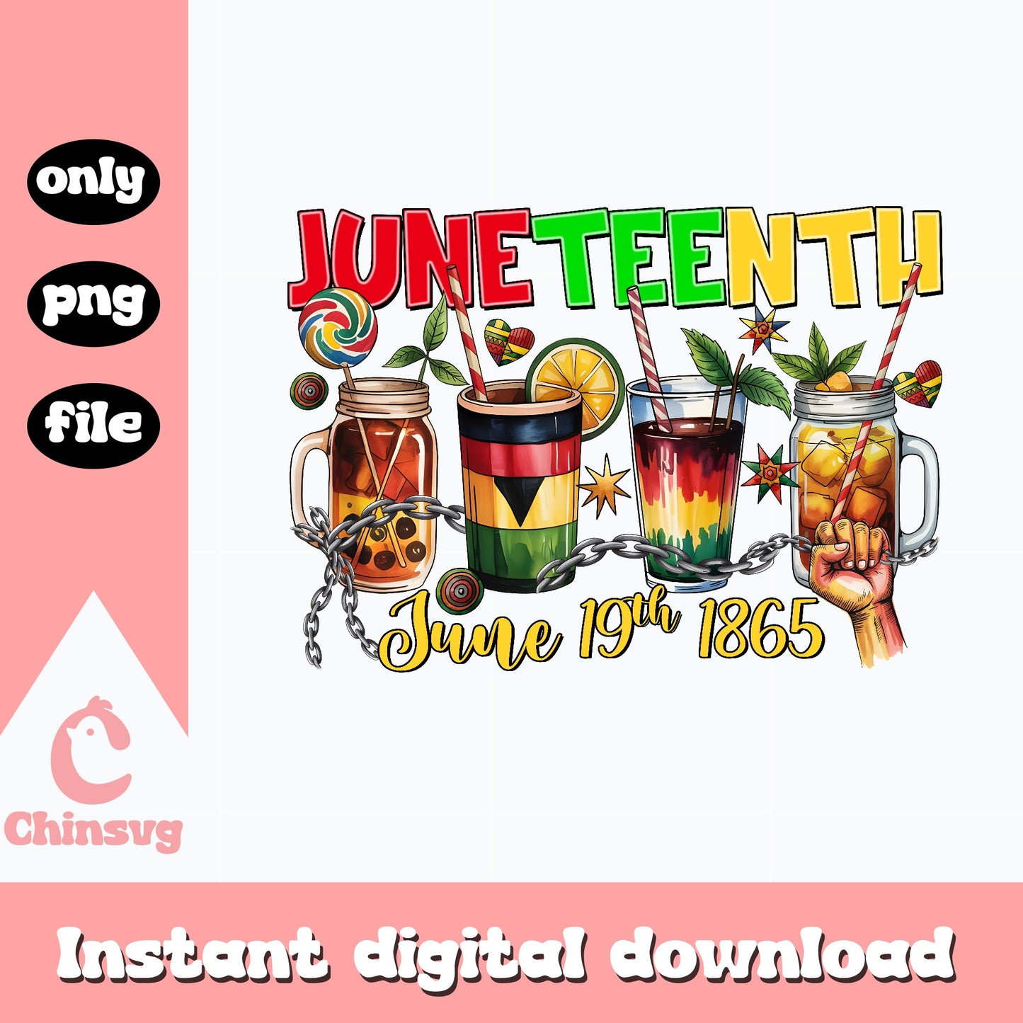 Juneteenth June 19th 1865 PNG, Black History Drinks PNG, Juneteenth PNG
