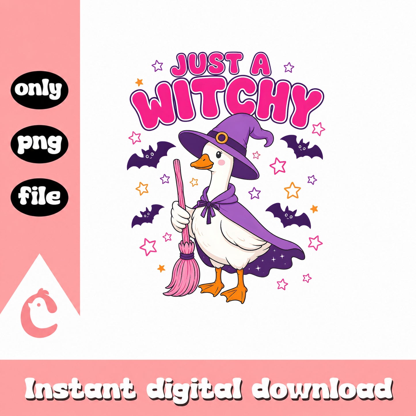 Just A Witchy Duck PNG, Halloween Duck Clipart, Instant Download PNG