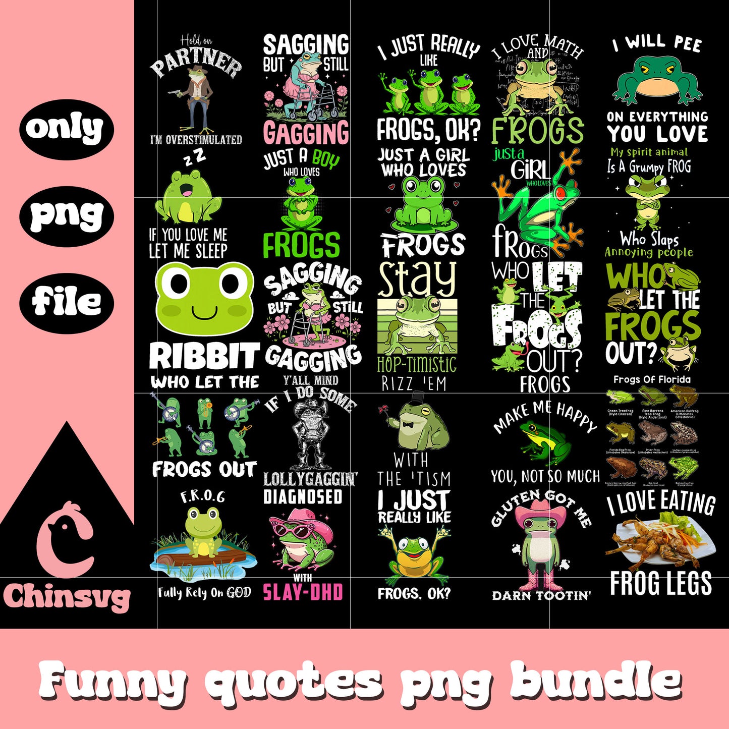 Just a girl who loves frogs bundle png, frog png, animal png