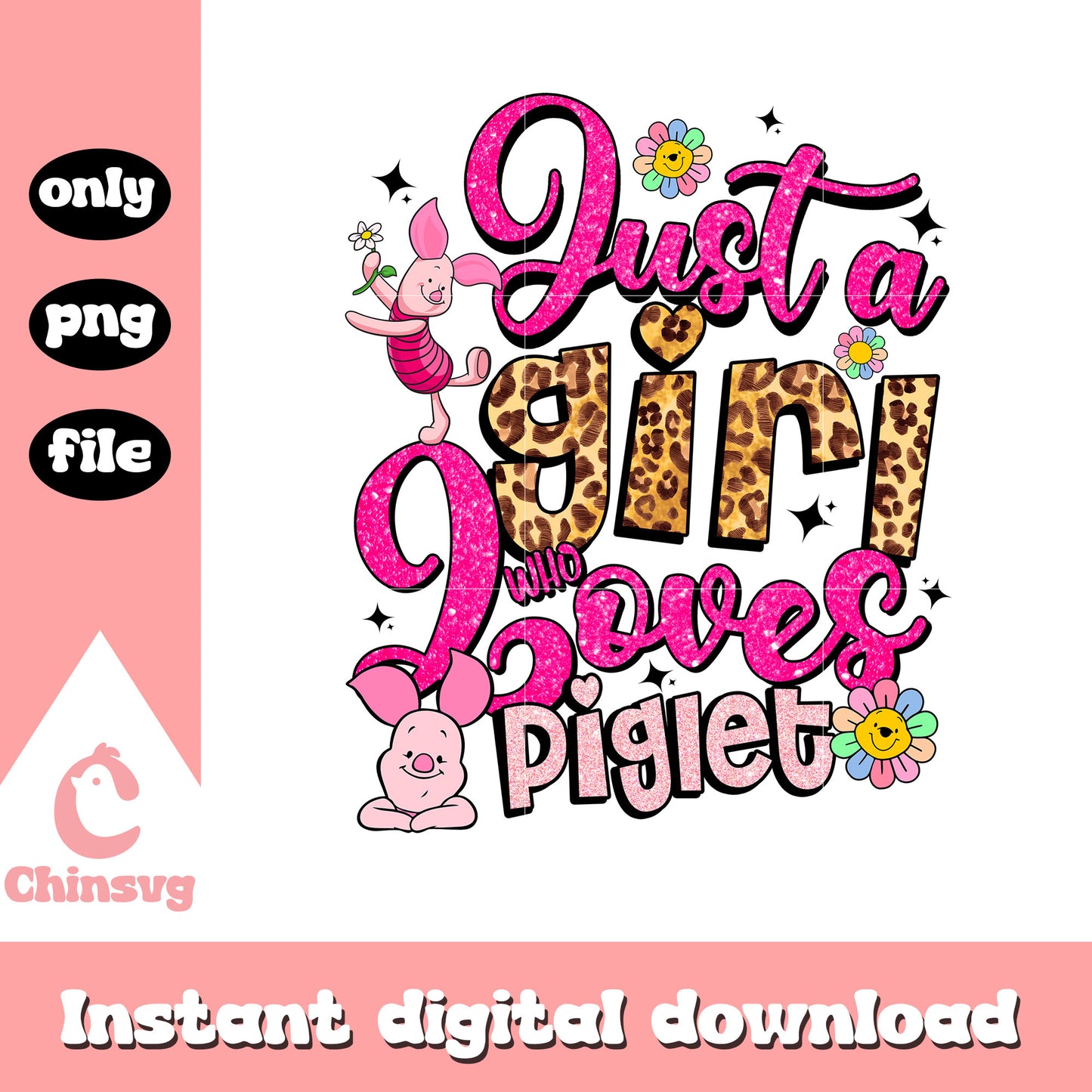Just a girl who loves piglet design png, disney piglet png