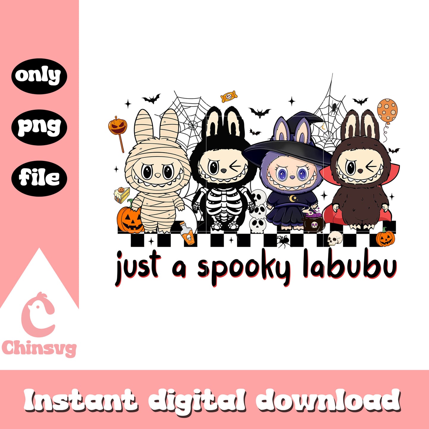 Just a spooky labubu halloween quote png, spooky halloween decorations png