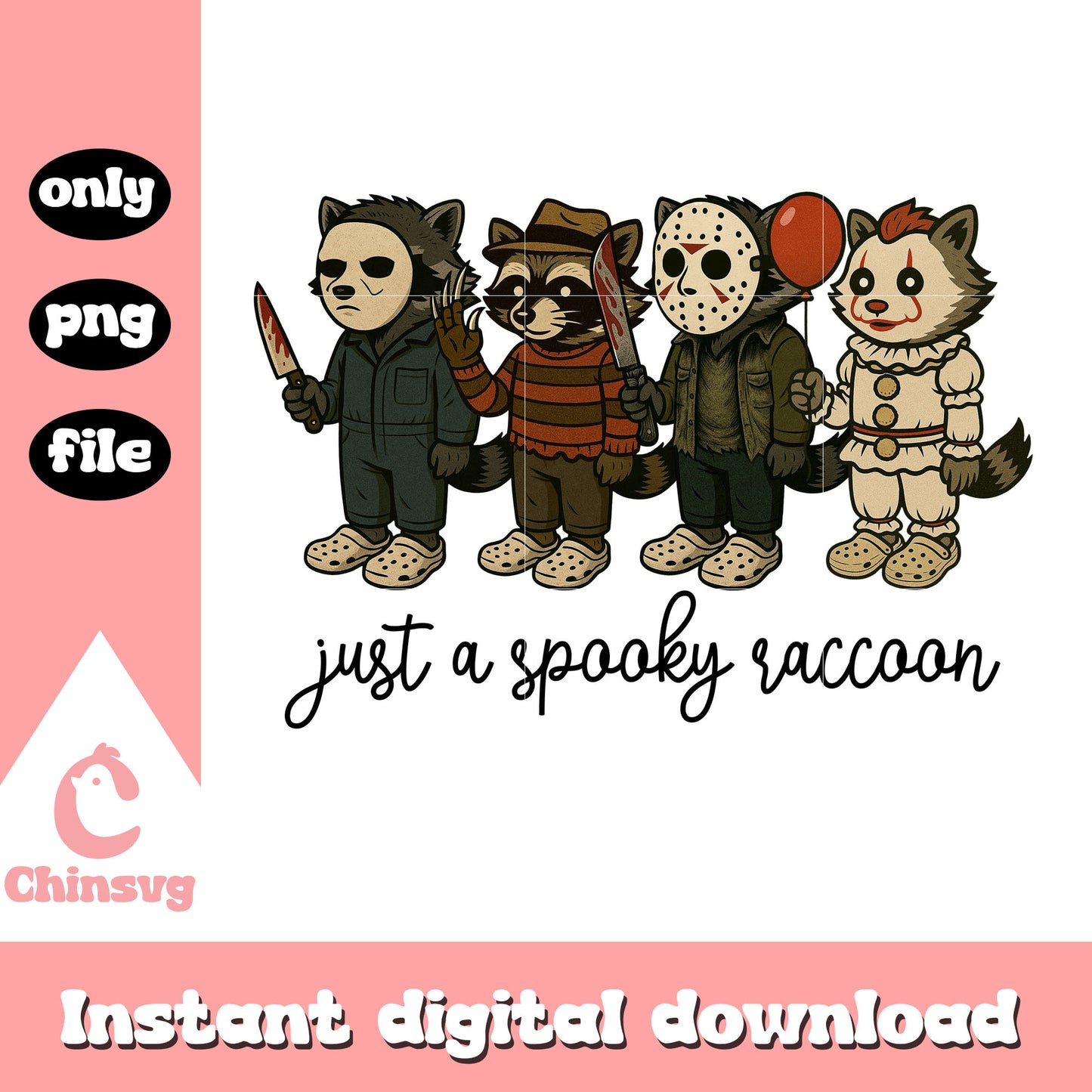 Just a spooky raccoon costume horror png, spooky raccoon horror png
