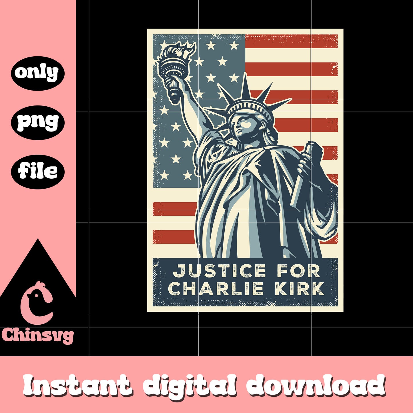 Justice for charlie kirk statue of liberty png, pray for charlie png