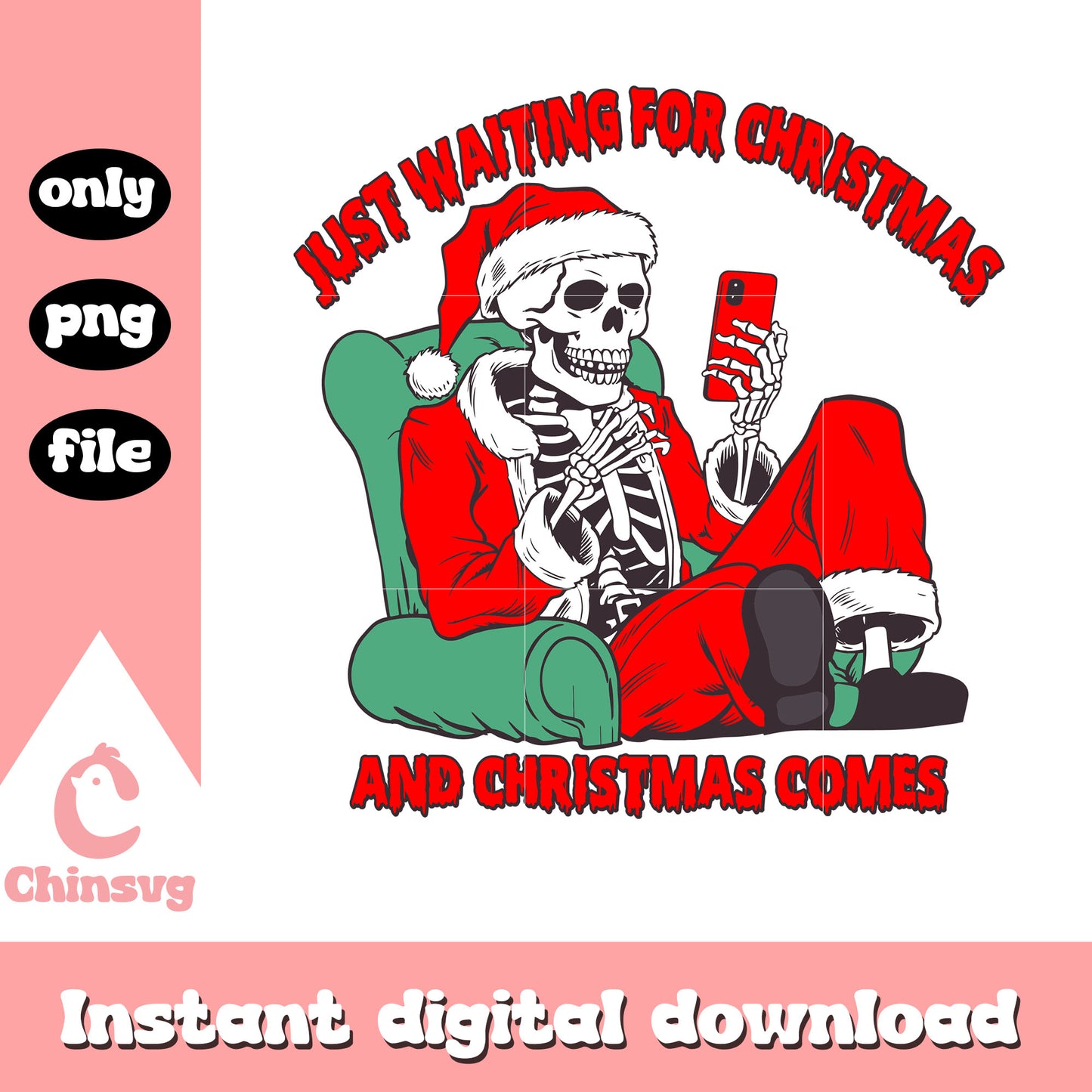 Just waiting for christmas funny skeleton png, skeleton png