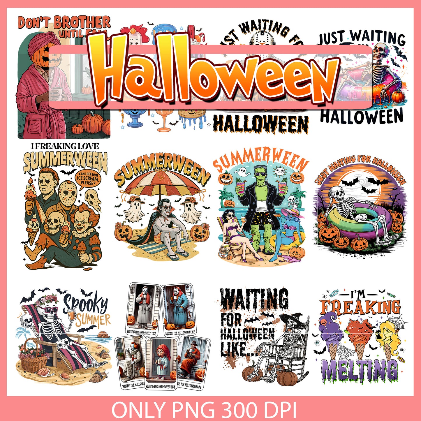 Just waiting for halloween horror bundle png, horror halloween png