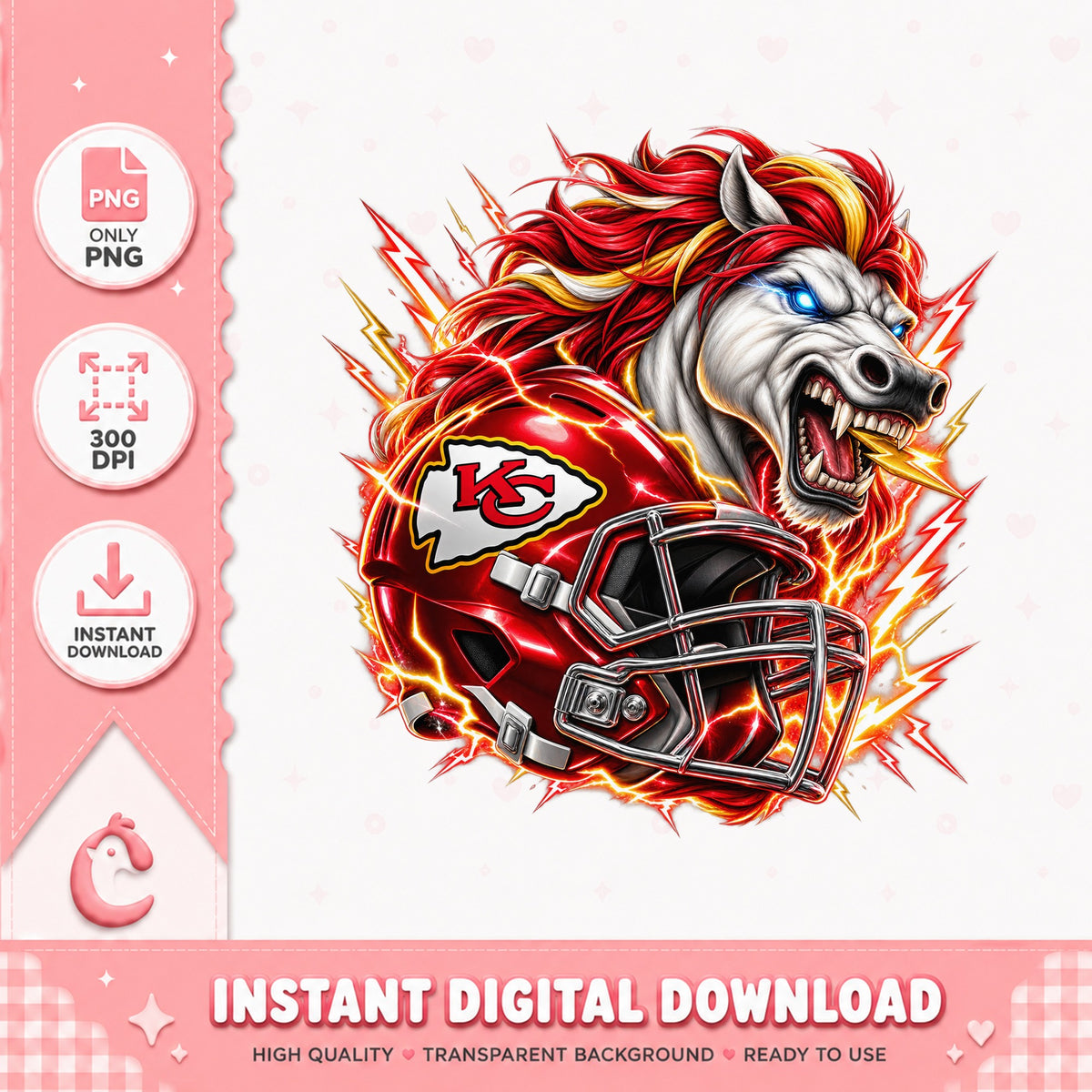 Kansas City Chiefs Horse PNG, NFL Football Team, Sublimation PNG