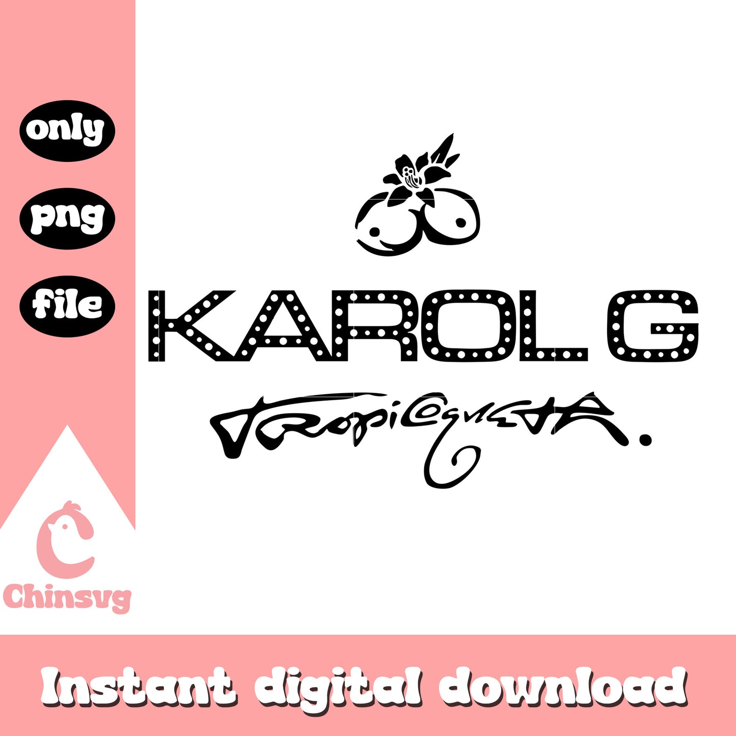 Karol g tropicoqueta black logo png, karol g logo png