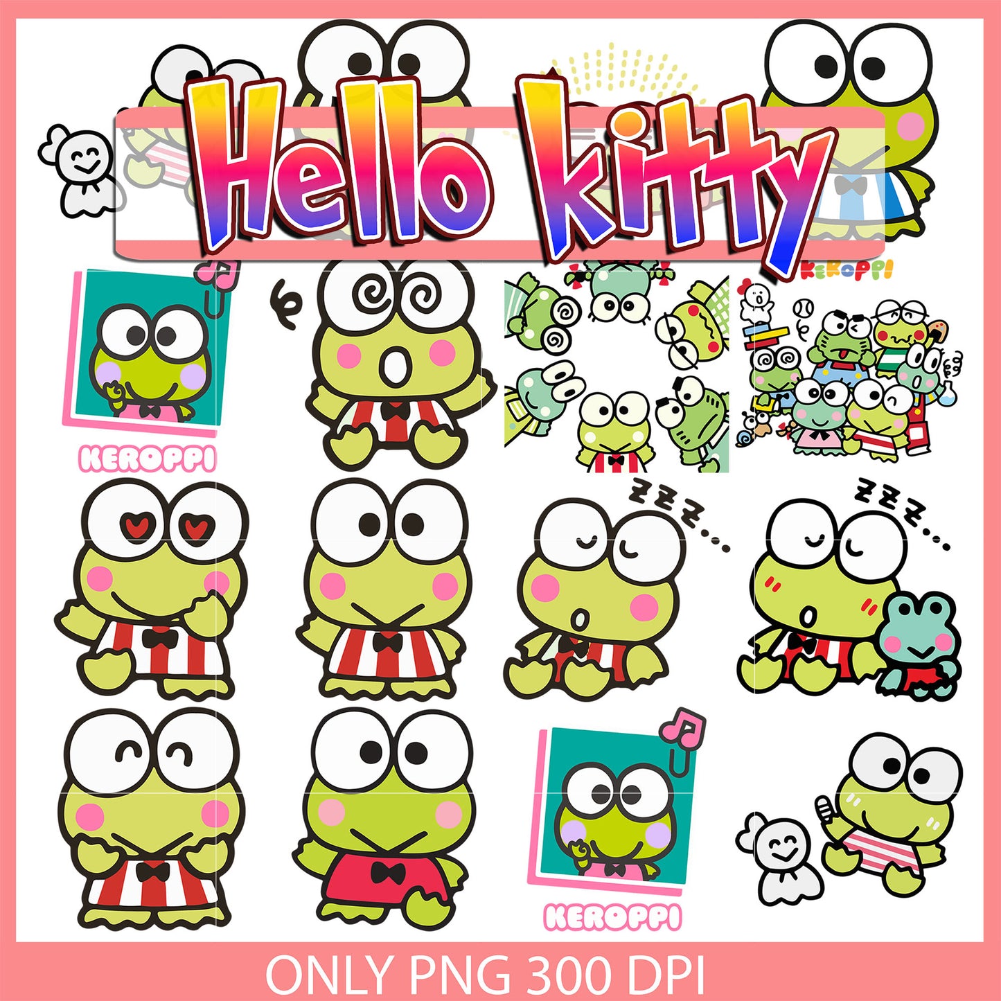 Keroppi cartoon design bundle svg, keroppi svg, keroppi character svg