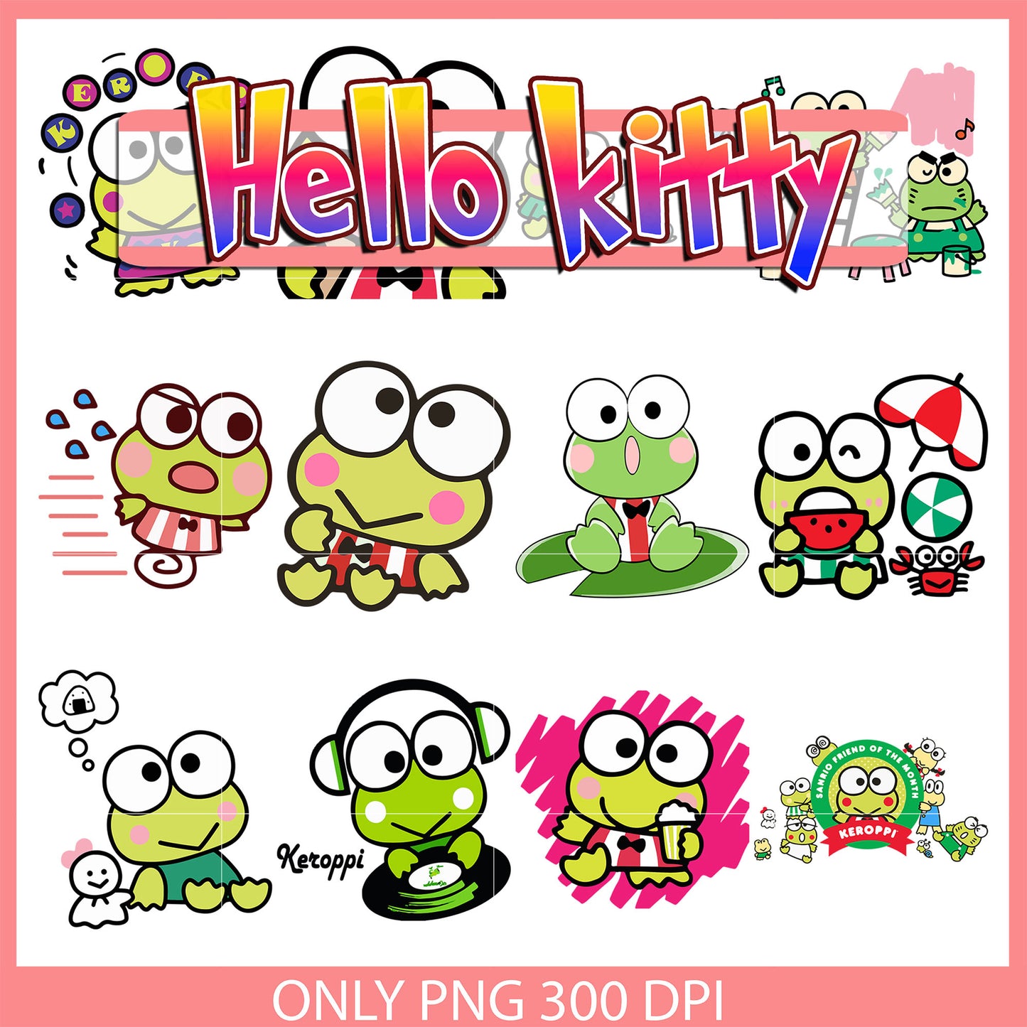 Keroppi cute activities bundle design svg, keroppi cartoon svg