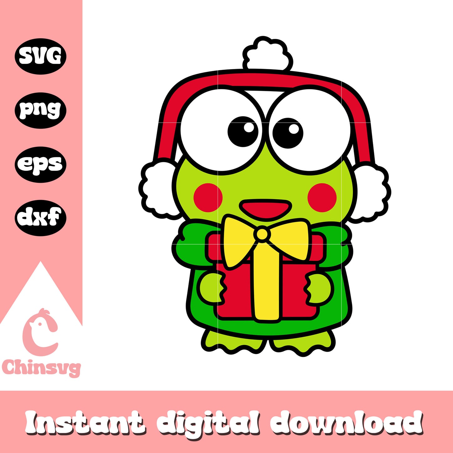 Keroppi frog christmas design svg, hello kitty christmas svg