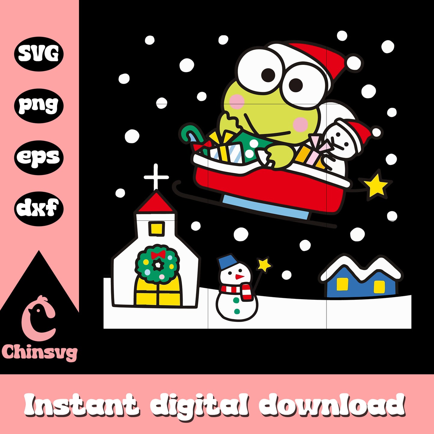 Keroppi santa chirstmas svg, christmas keroppi svg, hello kitty svg