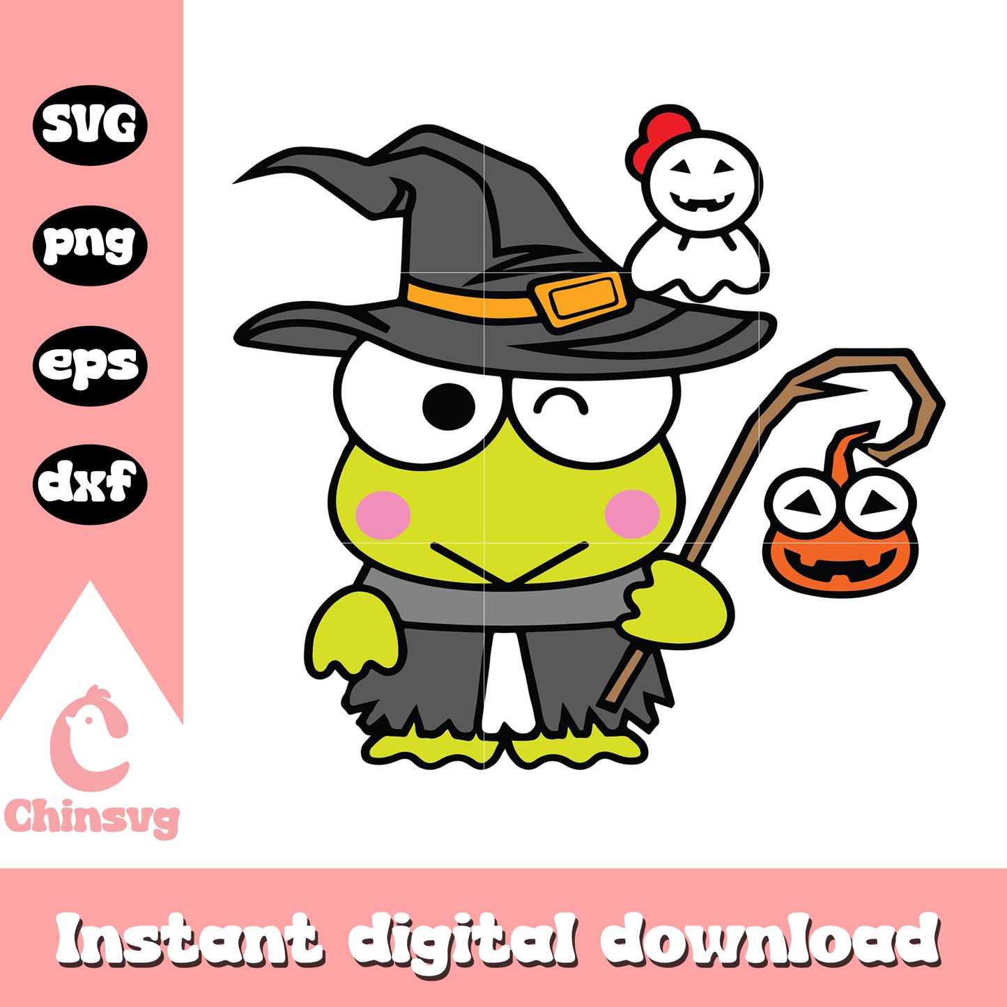 Keroppi witch halloween svg, halloween keroppi svg, sanrio svg