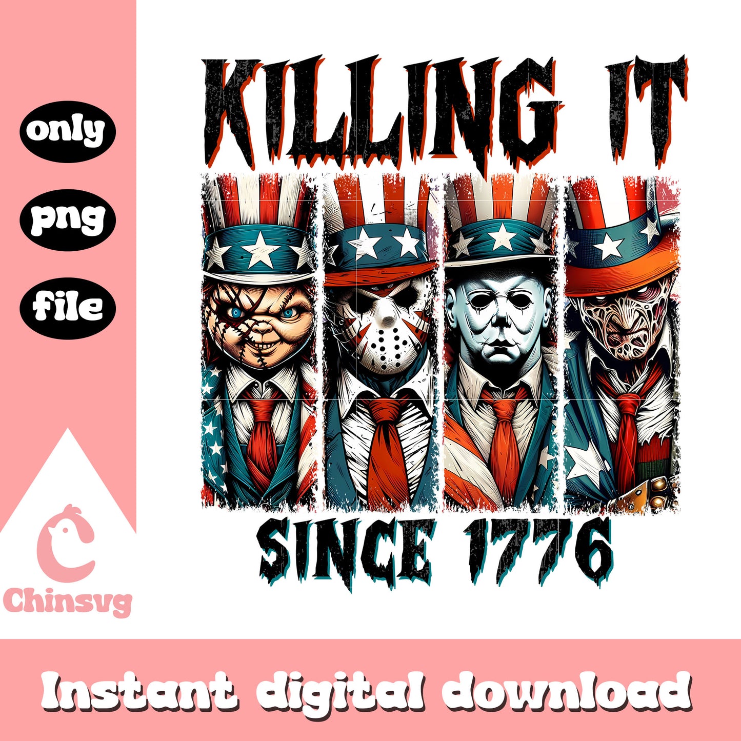 Killing it since 1776 horror character png, horror character png