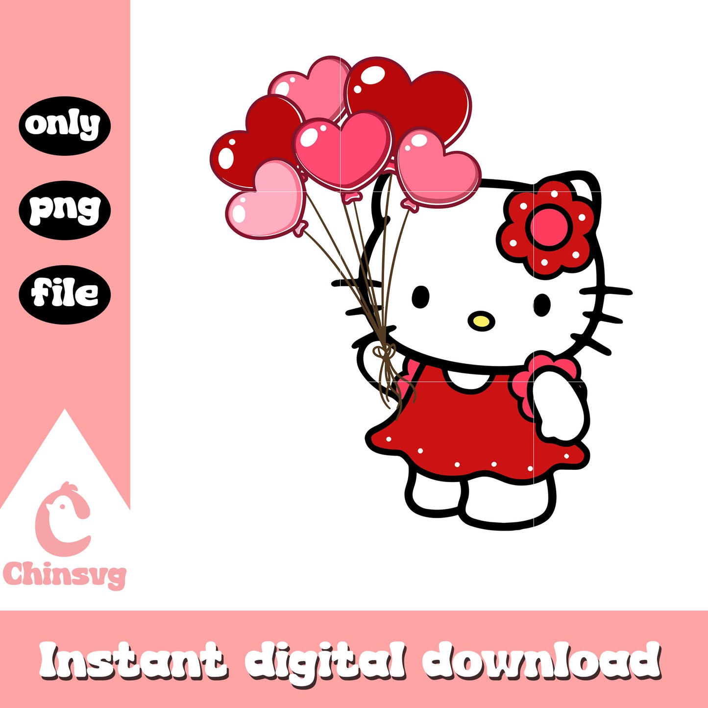 Kitty balls cute valentine png, hello kitty valentine png