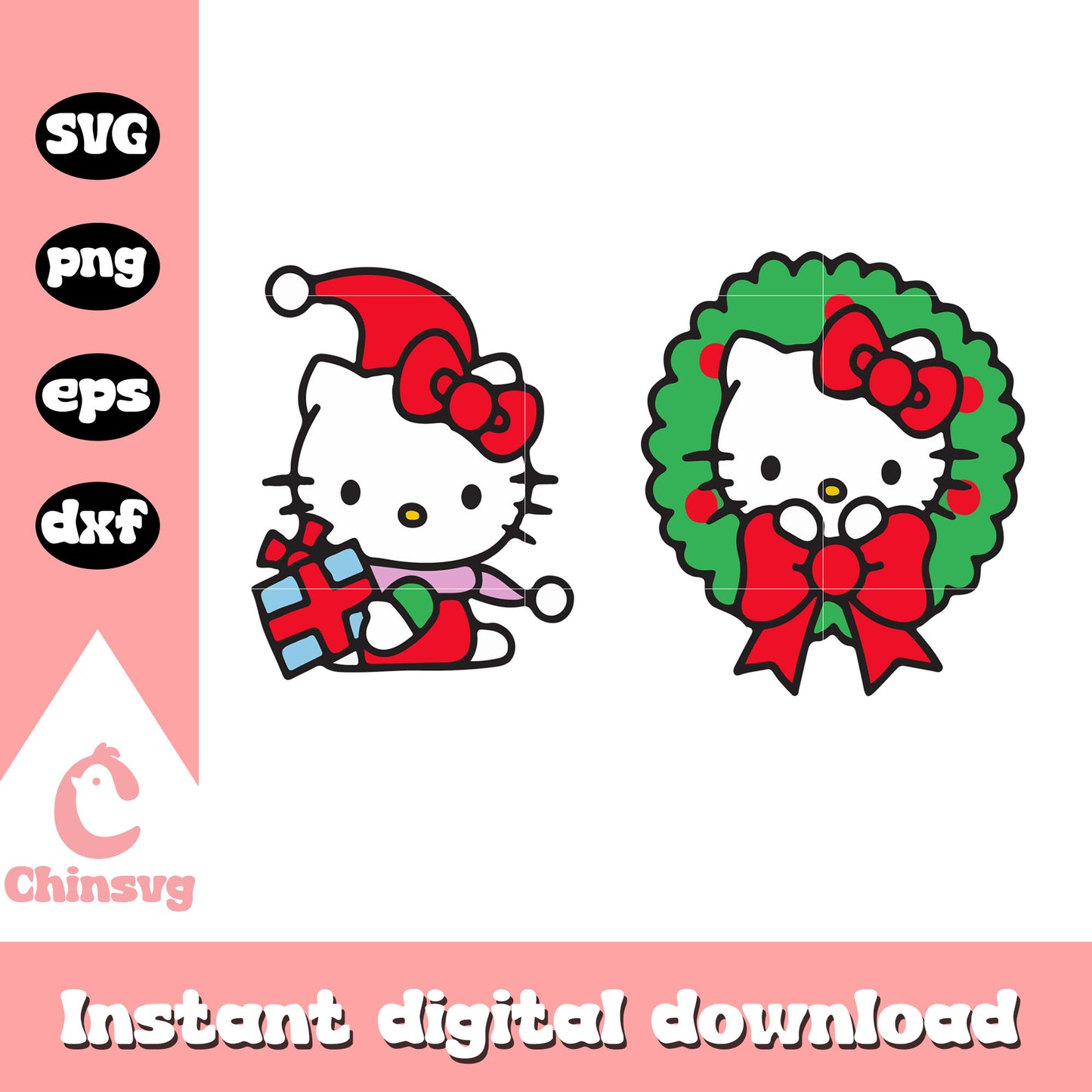 Kitty christmas svg, hello kitty christmas svg, sanrio svg