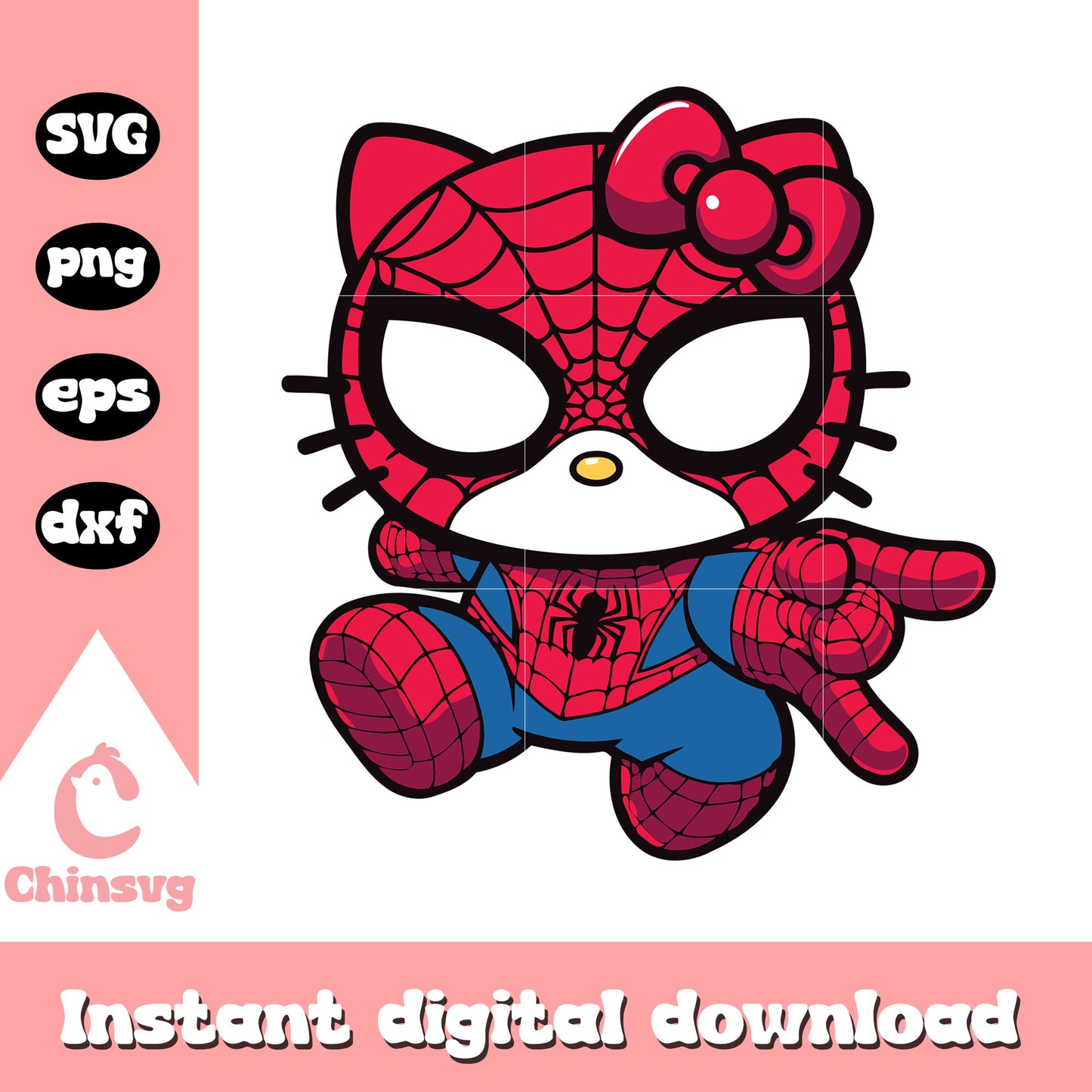 Kitty spiderman flying design svg, hello kitty svg, sanrio cartoon svg