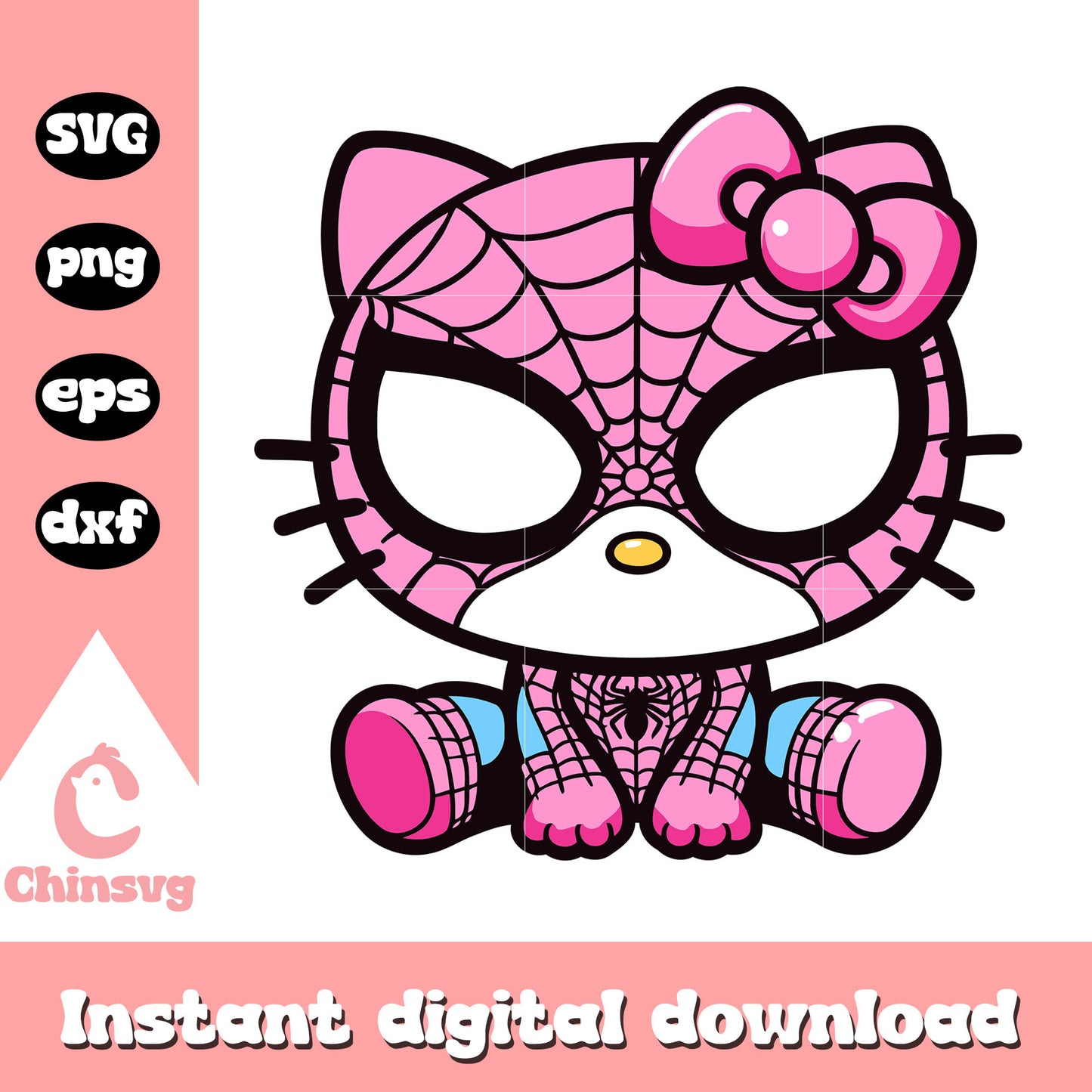 Kitty spiderman pink design svg, hello kitty svg, sanrio cartoon svg