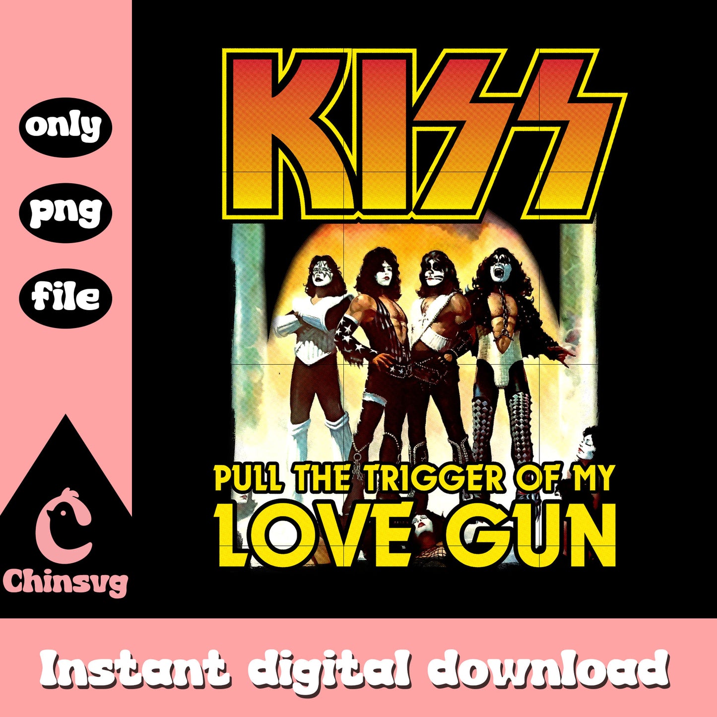 Kizz pull the trigger of my love gun png, rock and roll png