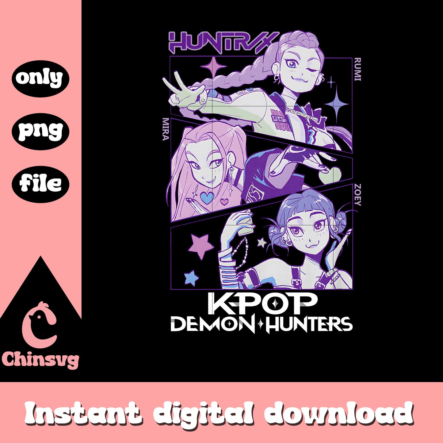 Kpop demon hunter huntrix members png, kpop demon hunters cast png