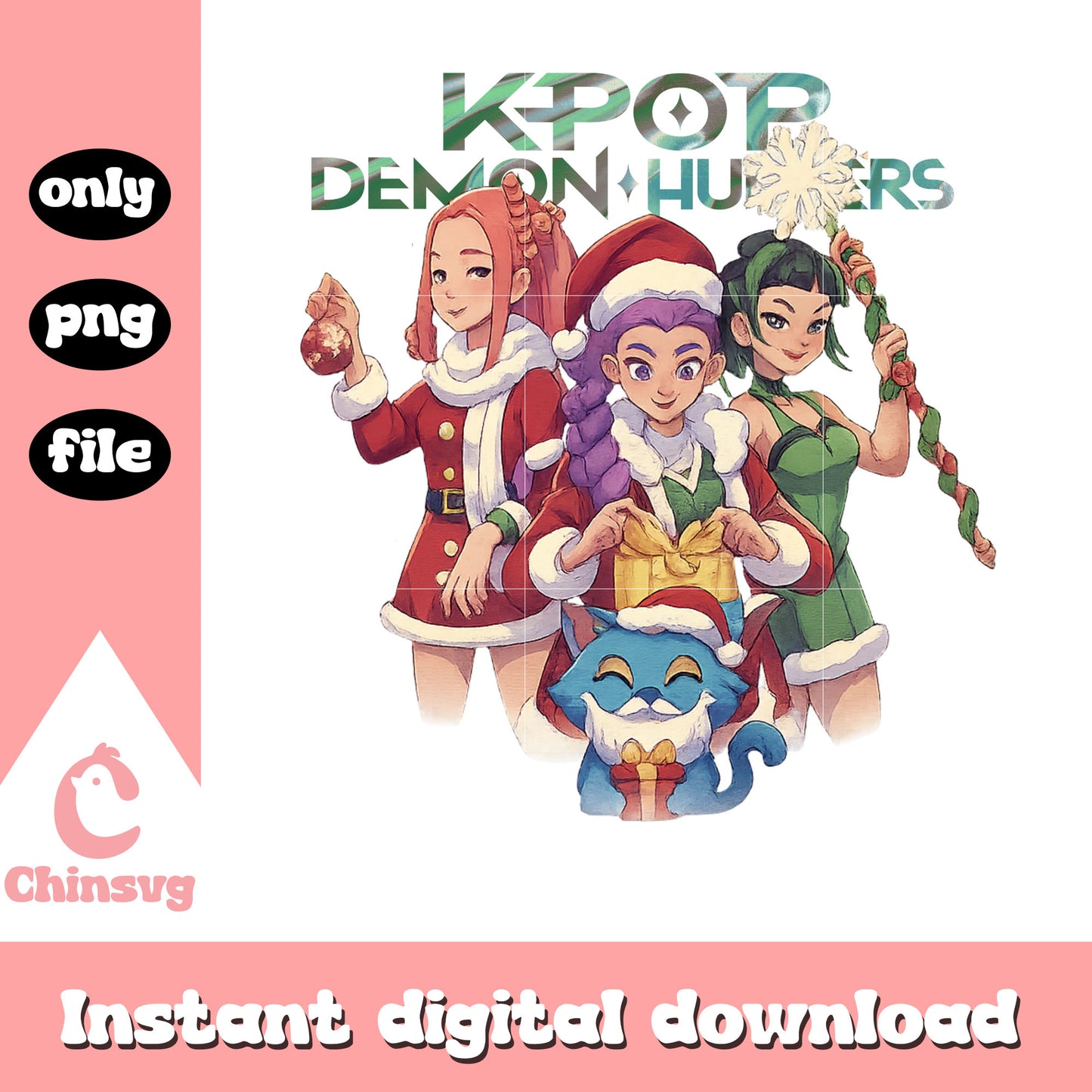 Kpop demon hunters christmas outfits png, huntrix hunters png