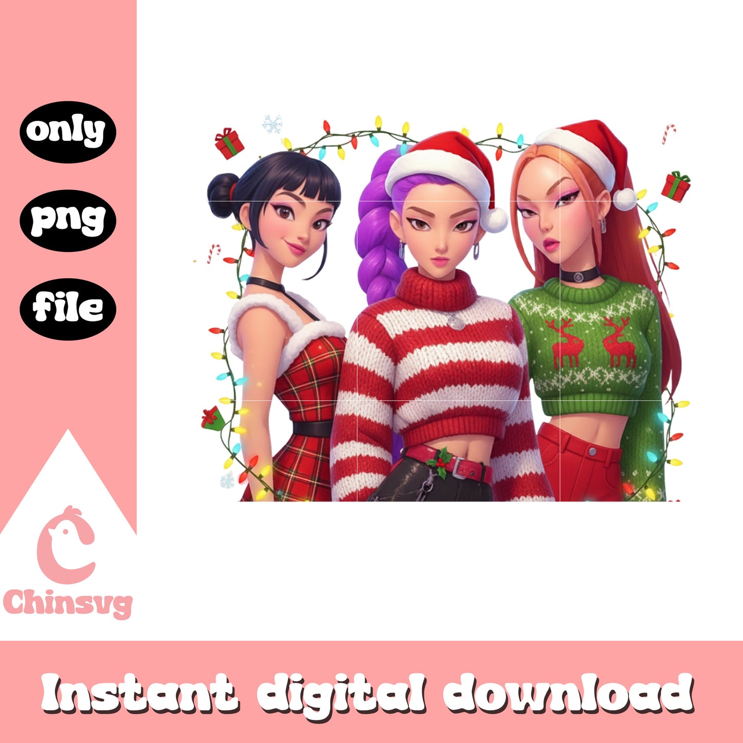 Kpop demon hunters huntrix characters png, huntrix cast png