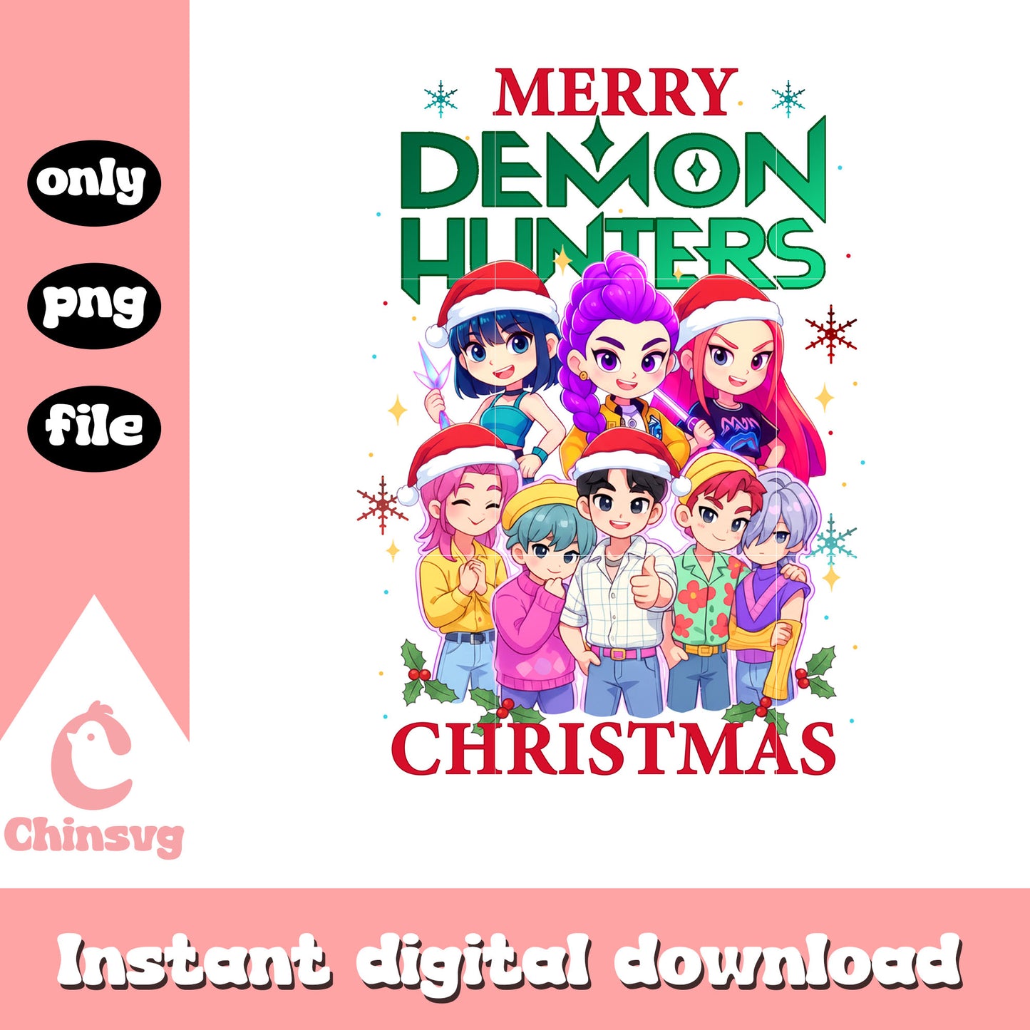 Kpop demon hunters merry christmas png, kpop movies png